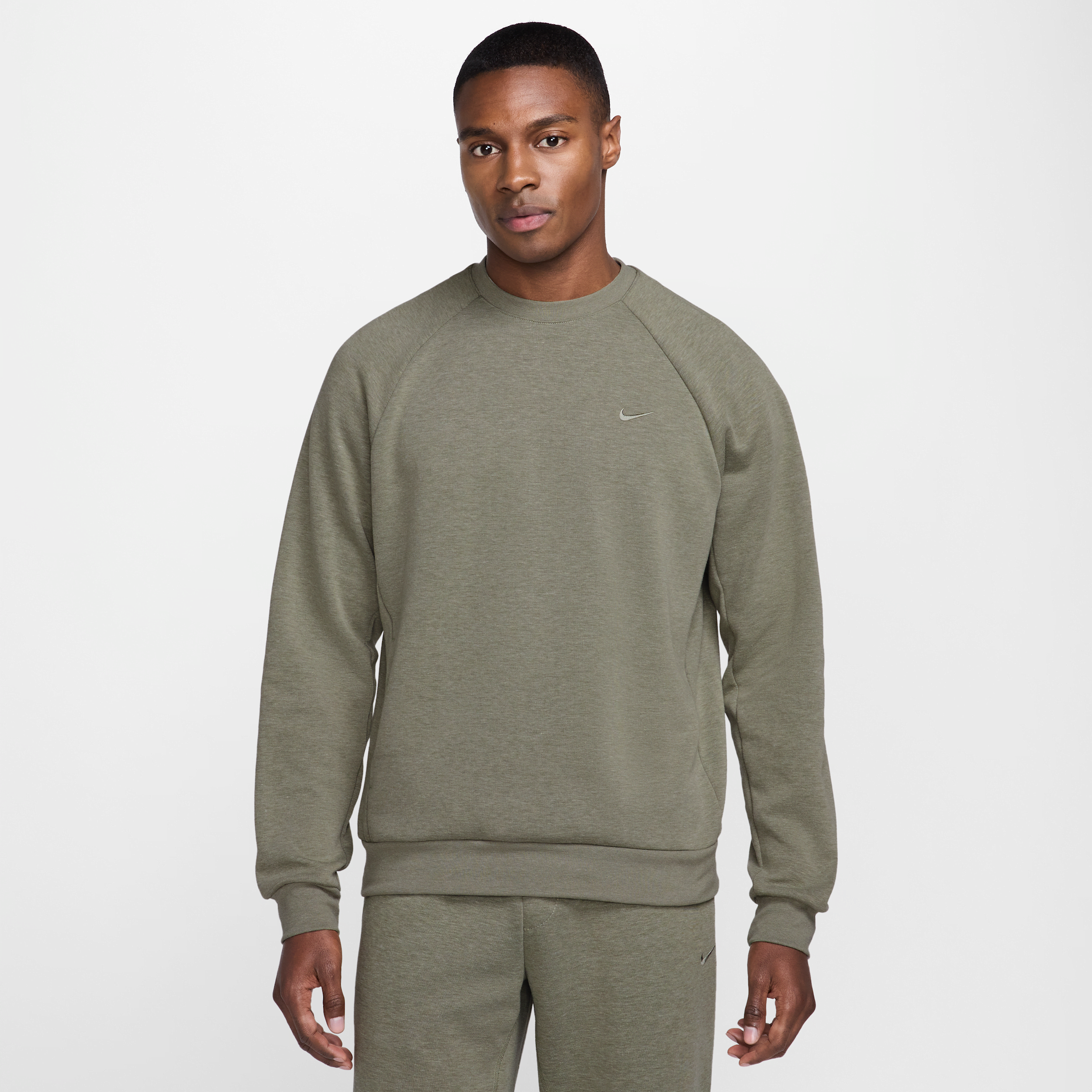 Shop Nike Men's Primary Fleece Dri-fit Uv Performance Crew In Green