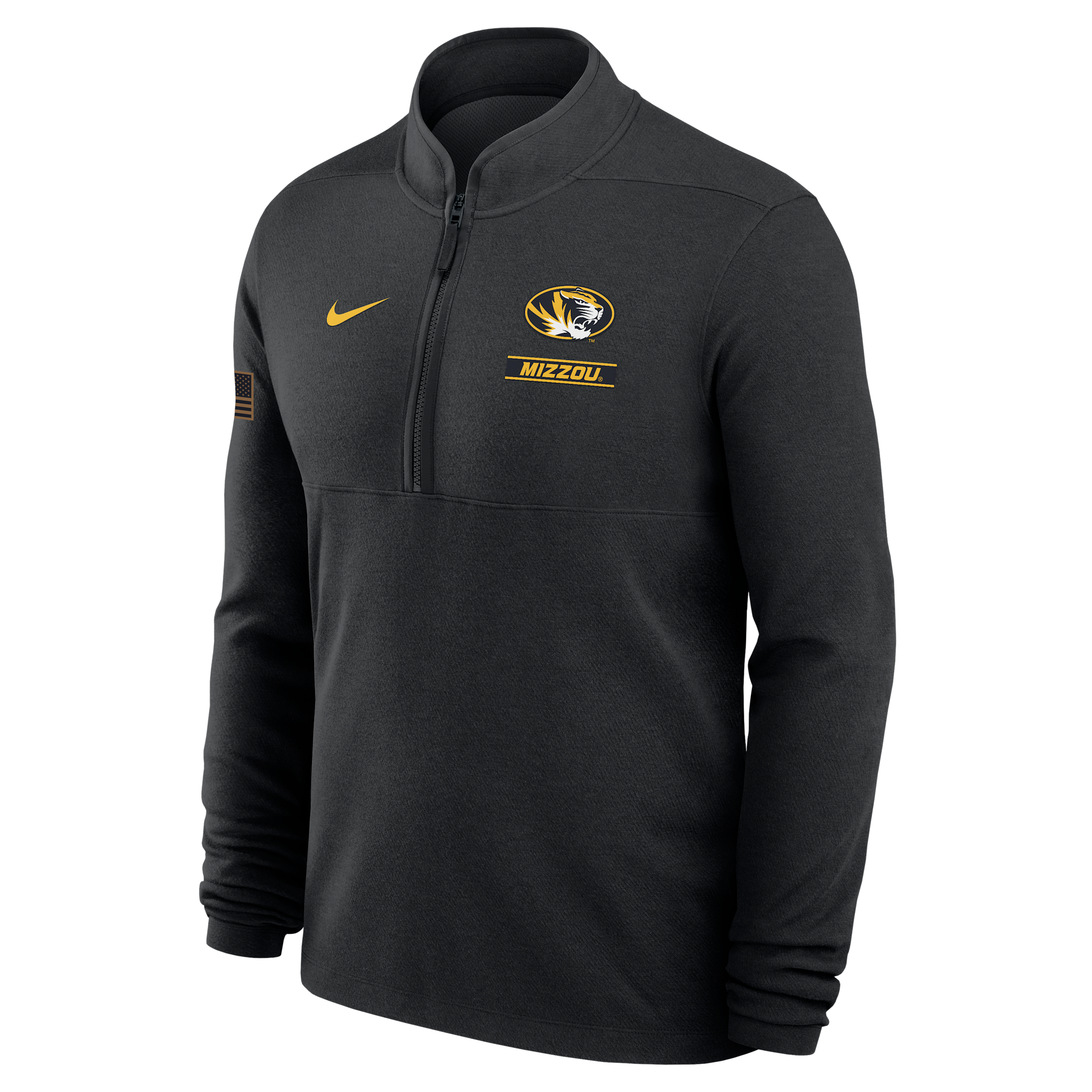 Missouri 2026 Military Appreciation Stride Nike Men's Dri-FIT College 1/2-Zip Long-Sleeve Top in Black | IV8217-010