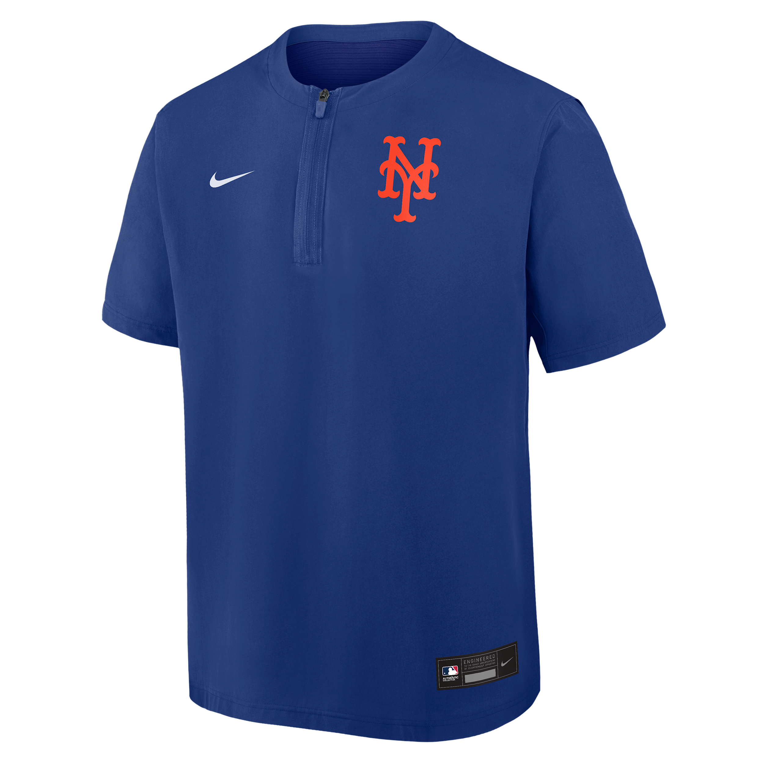 New York Mets Authentic Collection Nike Men's Dri-FIT MLB 1/4-Zip Short-Sleeve Windshirt in Blue | 04HF11TGNME-Q9T
