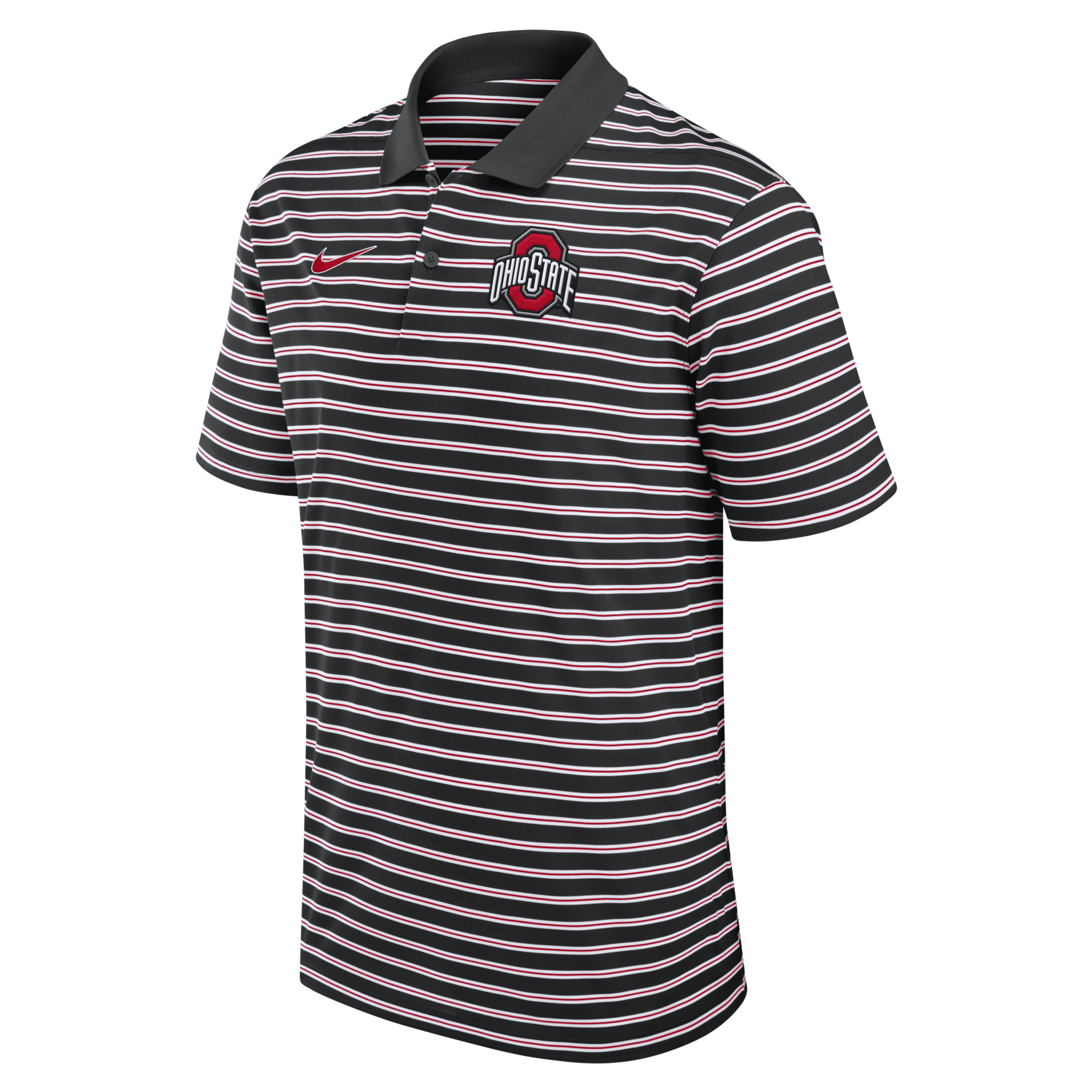 Nike Ohio State Buckeyes Primetime Victory Striped  Men's Dri-fit College Polo In Black