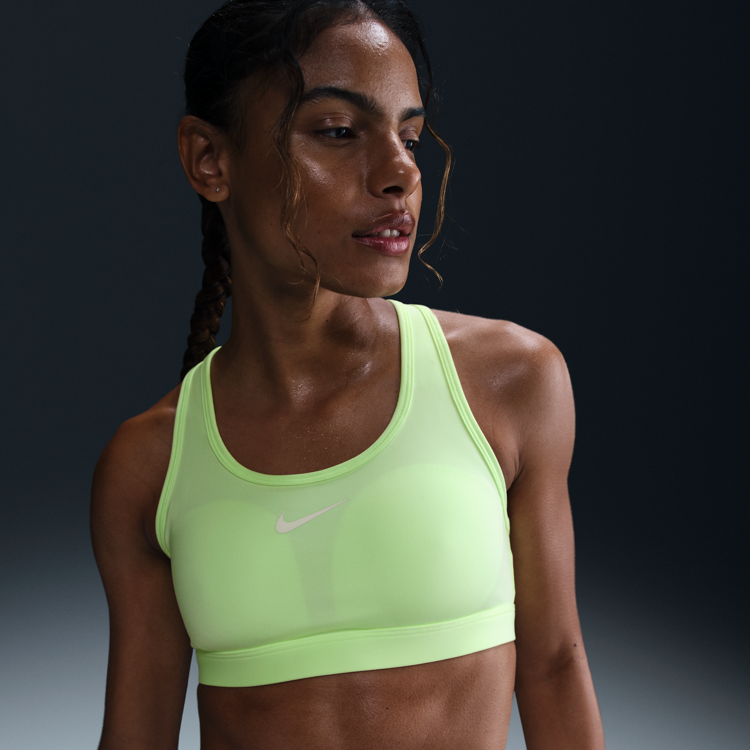 Nike Dri-fit Swoosh Medium Support Padded Sports Bra In Green
