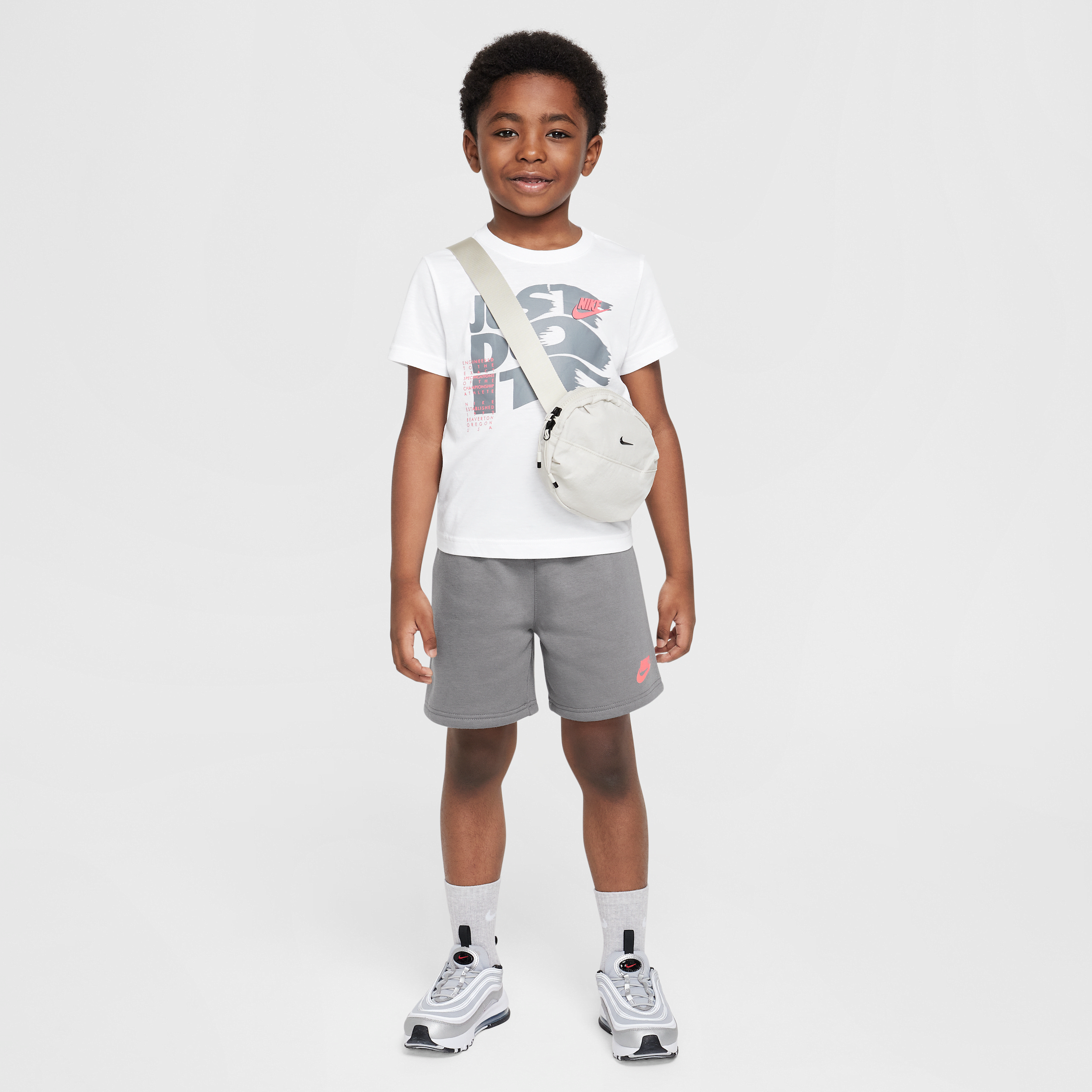 Nike Sportswear Little Kids' On The Move 2-piece French Terry Shorts Set In Grey