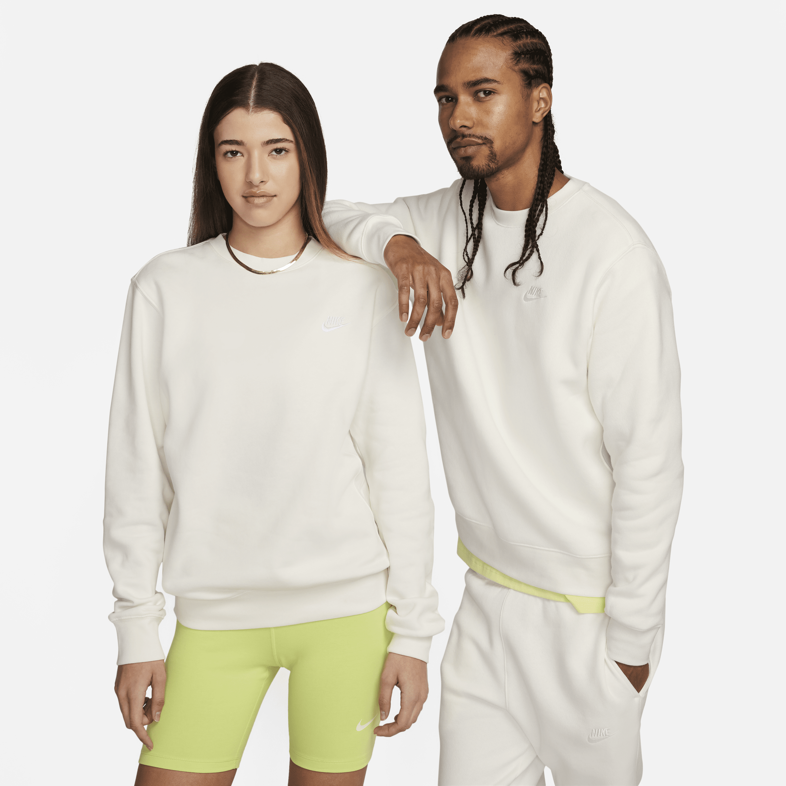 Shop Nike Men's  Sportswear Club Fleece Crew In White
