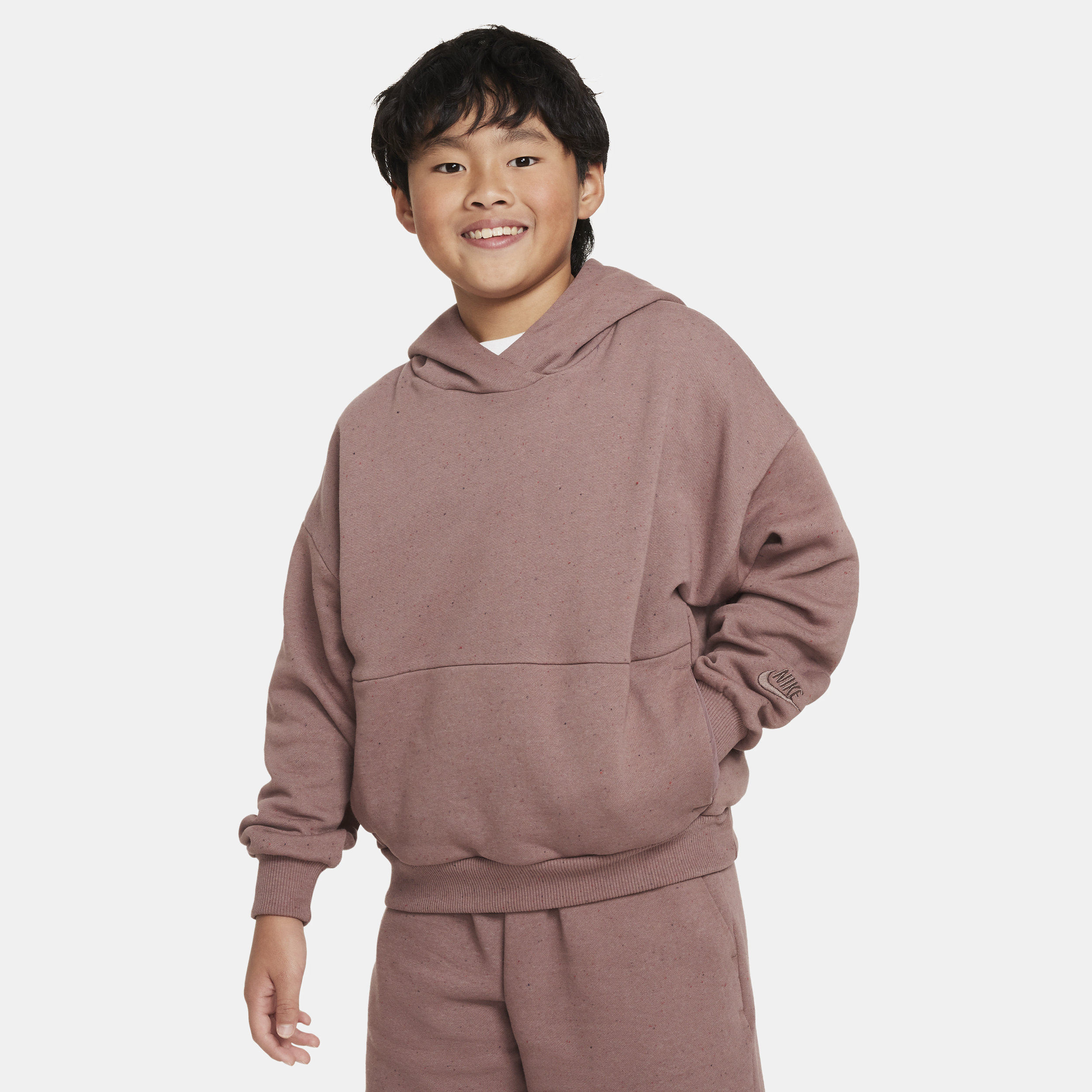 Nike Icon Fleece Big Kids' Oversized Pullover Hoodie In Purple