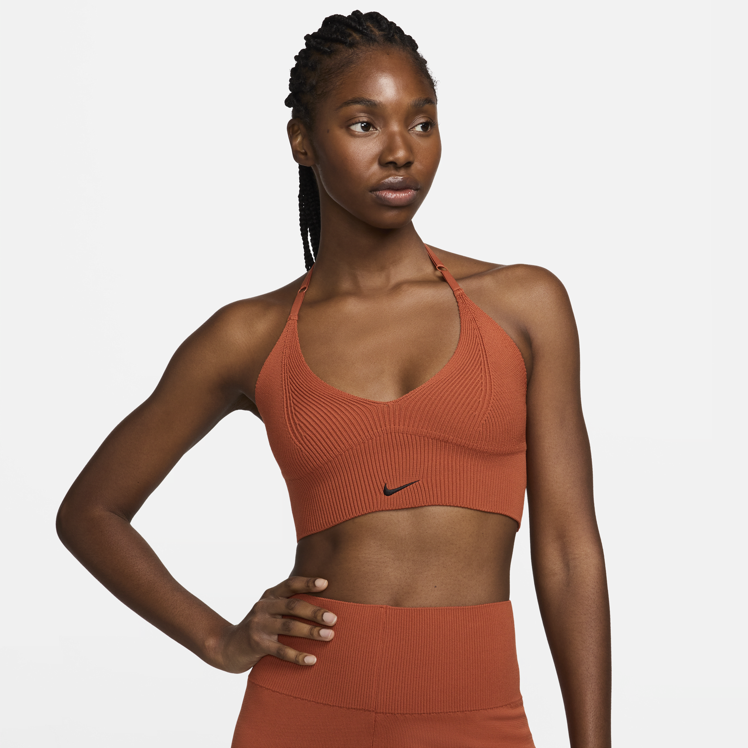 Shop Nike Women's  Sportswear Chill Knit Light-support Non-padded Ribbed Bra In Orange
