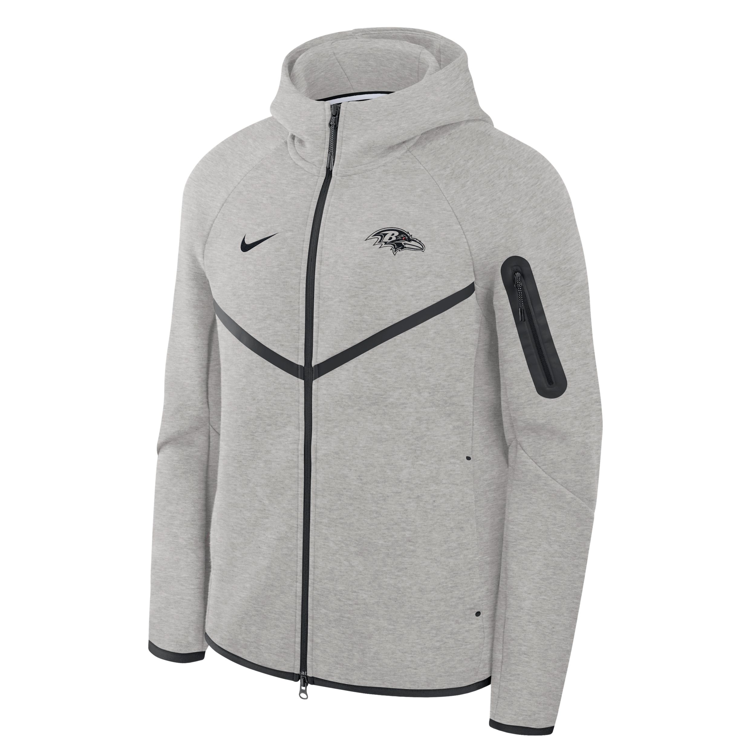 Baltimore Ravens Top Billing Tech Fleece Windrunner Nike Men's NFL Full-Zip Hooded Jacket in Grey | 05L4086N8G-R3D