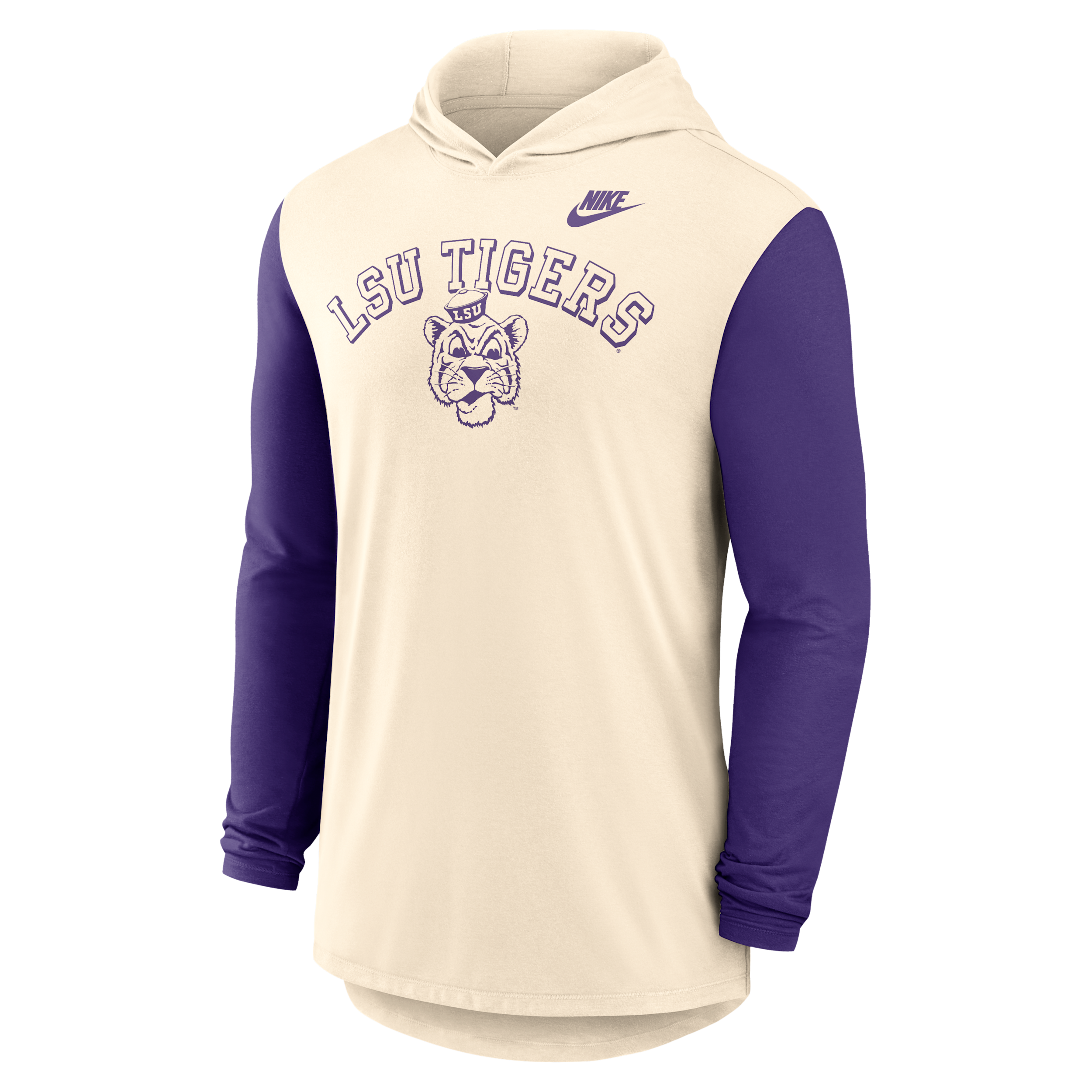 Nike Lsu Legacy Men's Dri-fit College Long-sleeve Hooded T-shirt In Neutral
