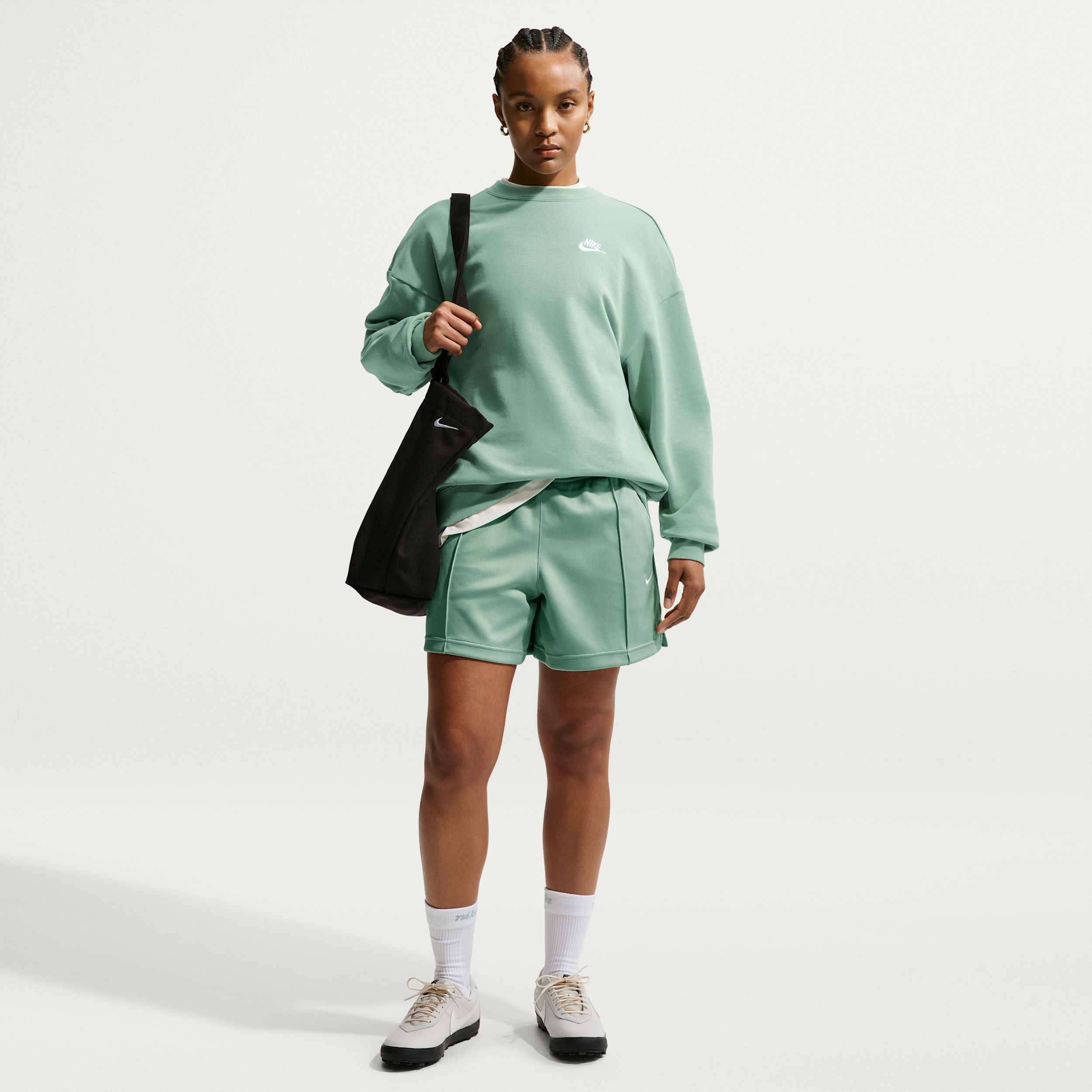 Women's Nike Sportswear Mid-Rise Poly-Knit Track Shorts in Green | IF0647-006