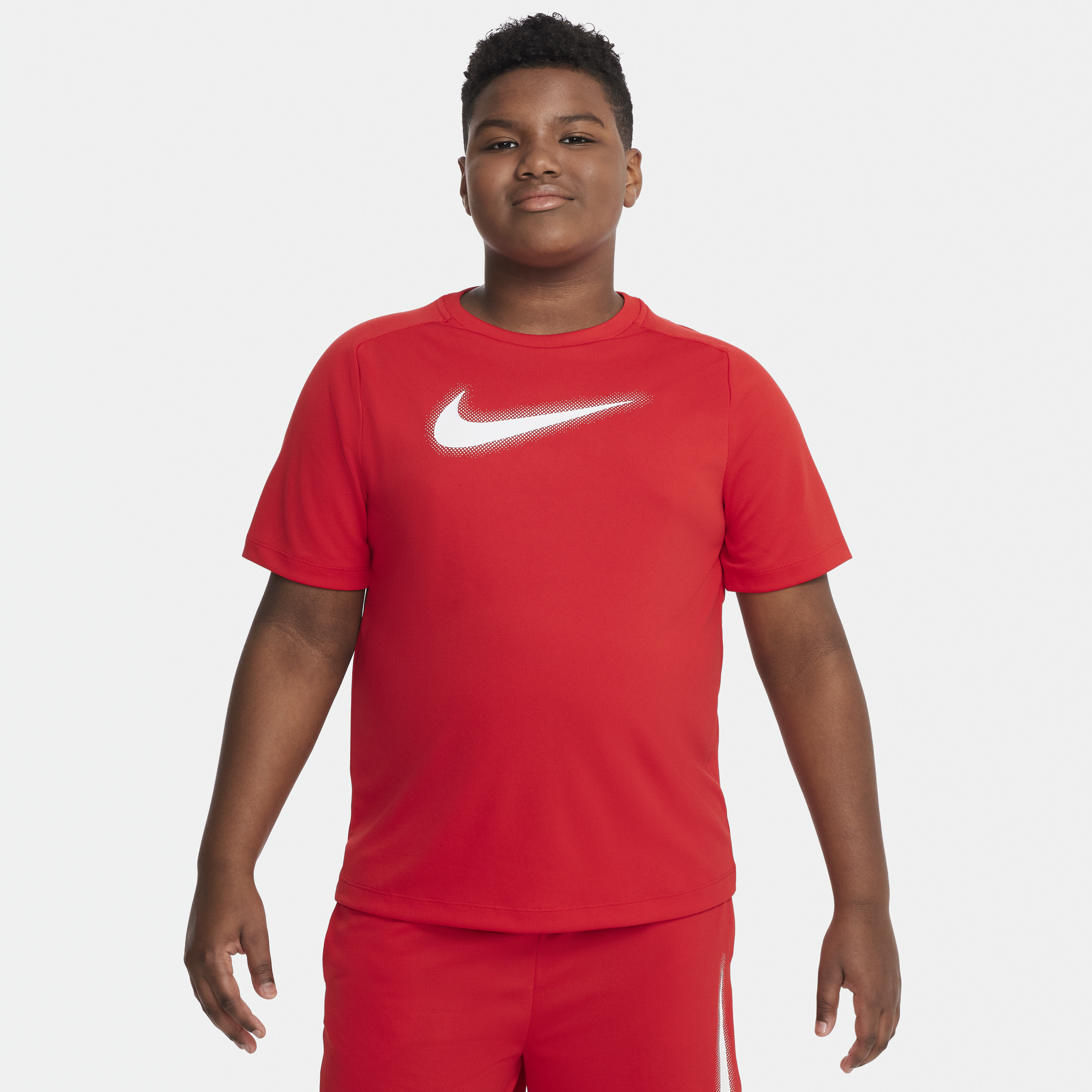 Shop Nike Dri-fit Icon Big Kids' (boys') Graphic Training Top (extended Size) In Red
