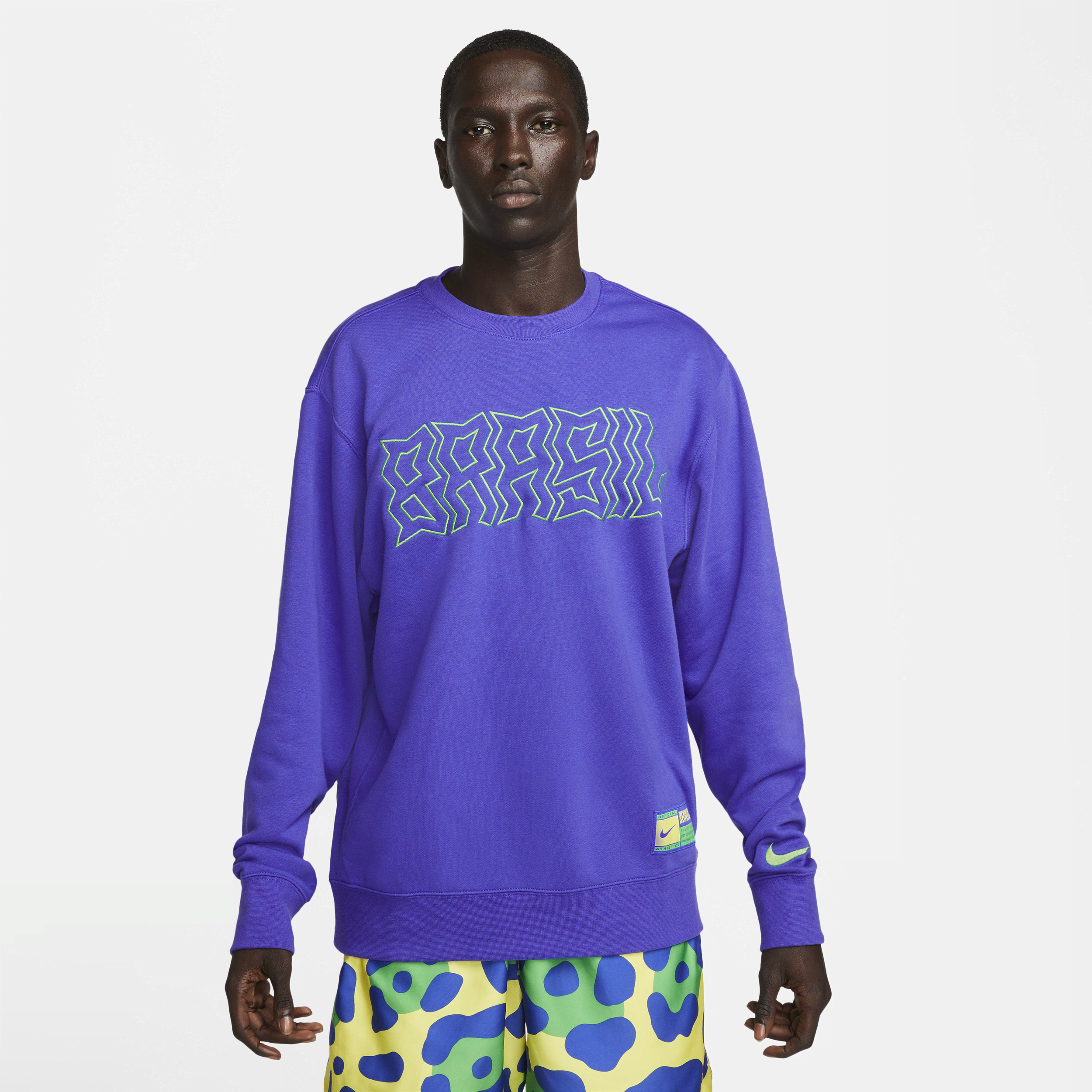 Nike Men's Brasil French Terry Sweatshirt In Blue