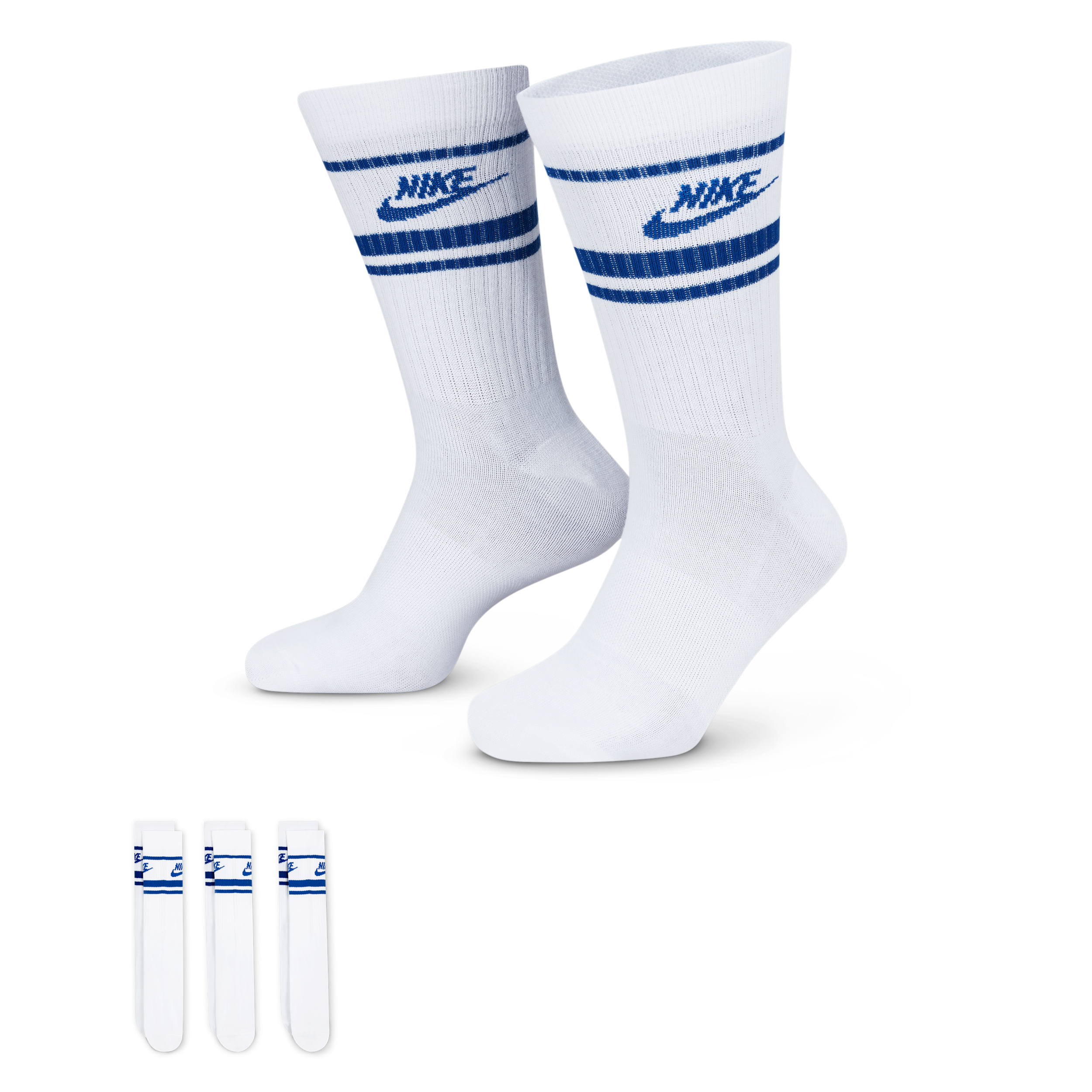 Unisex Nike Sportswear Dri-FIT Everyday Essential Crew Socks (3 Pairs) in White | DX5089-105