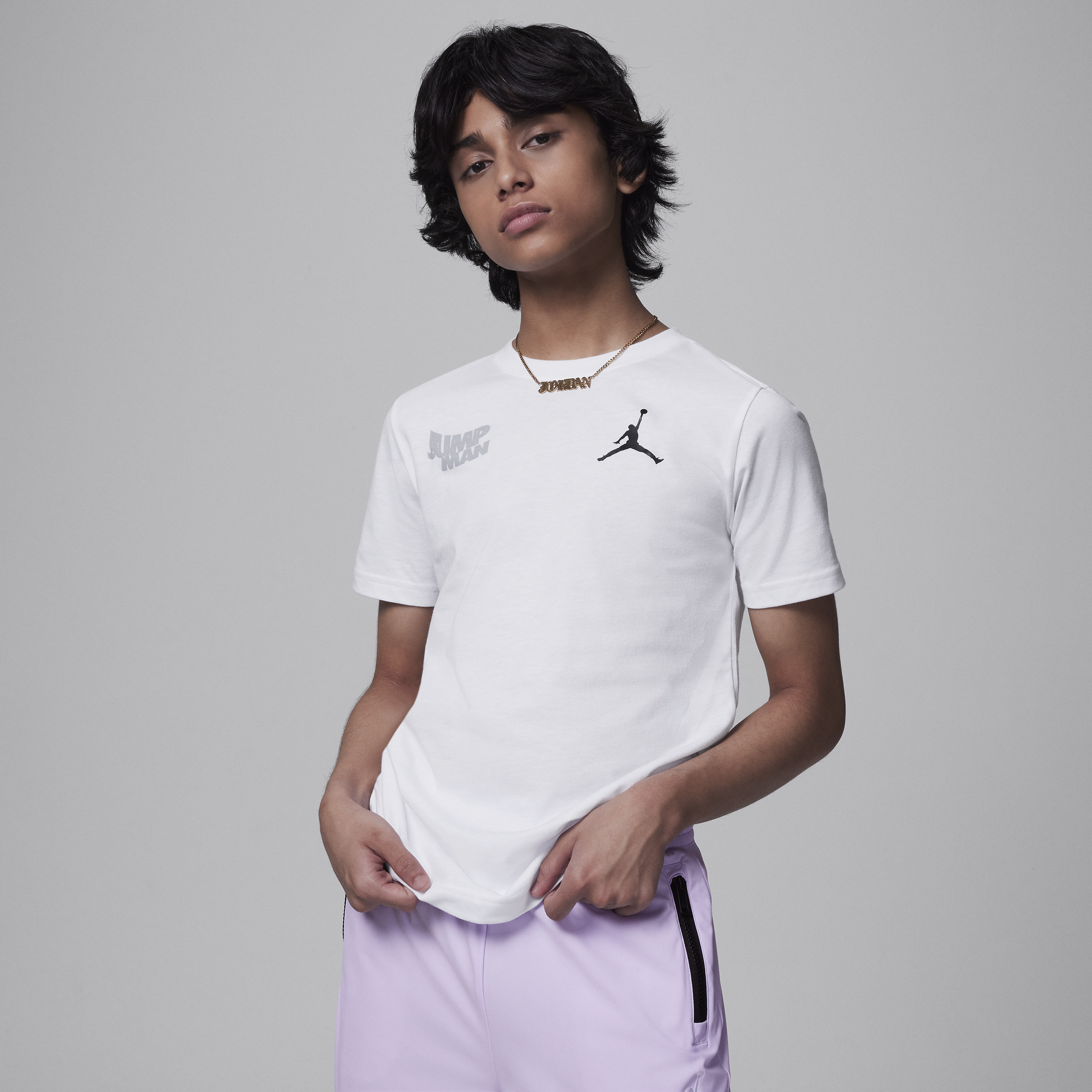 Shop Jordan Wavy Motion Big Kids' Jumpman T-shirt In White