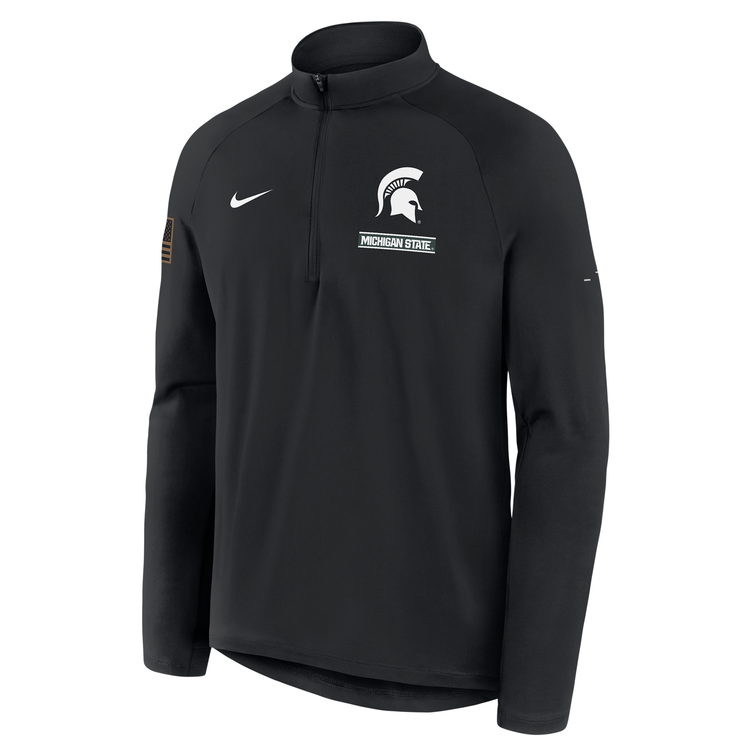 Michigan State 2026 Military Appreciation Stride Nike Men's Dri-FIT College 1/2-Zip Long-Sleeve Top in Black | 04V100AMST-9UW