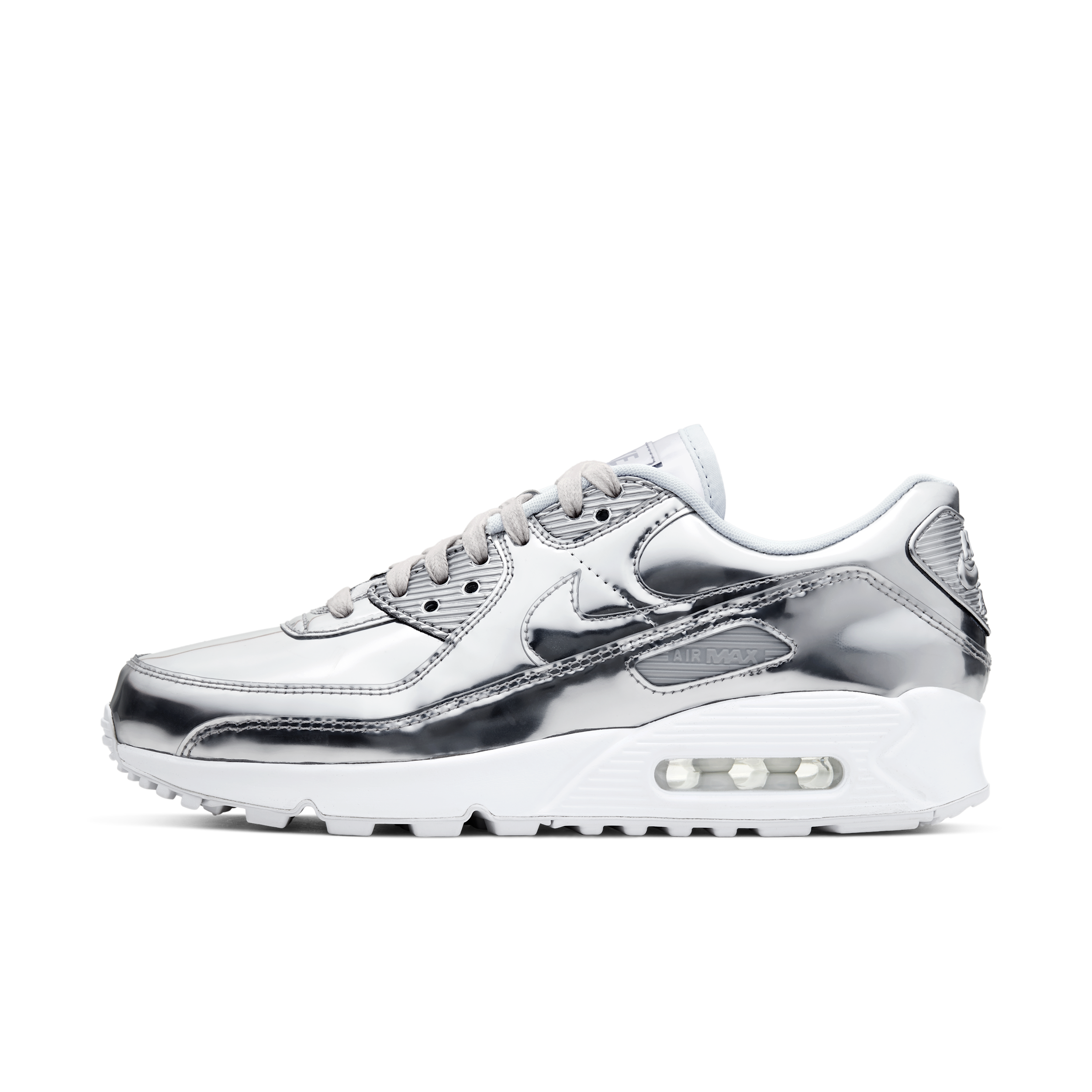 Nike Women's Air Max 90 SP Casual Shoes in Chrome/Pure Platinum/White Size: 6.0