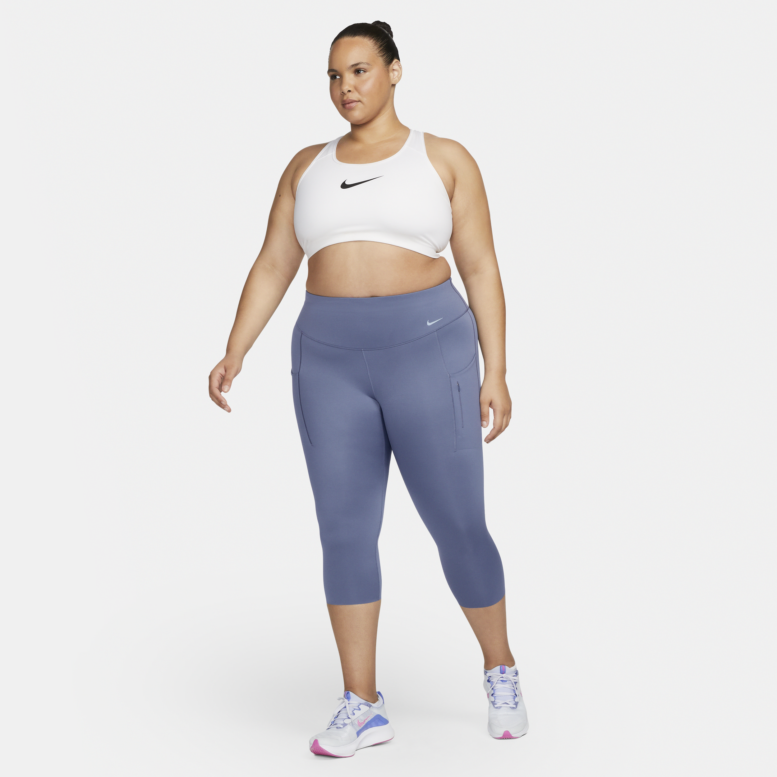 Nike Women's Go Firm-support High-waisted Cropped Leggings With Pockets (plus Size) In Blue