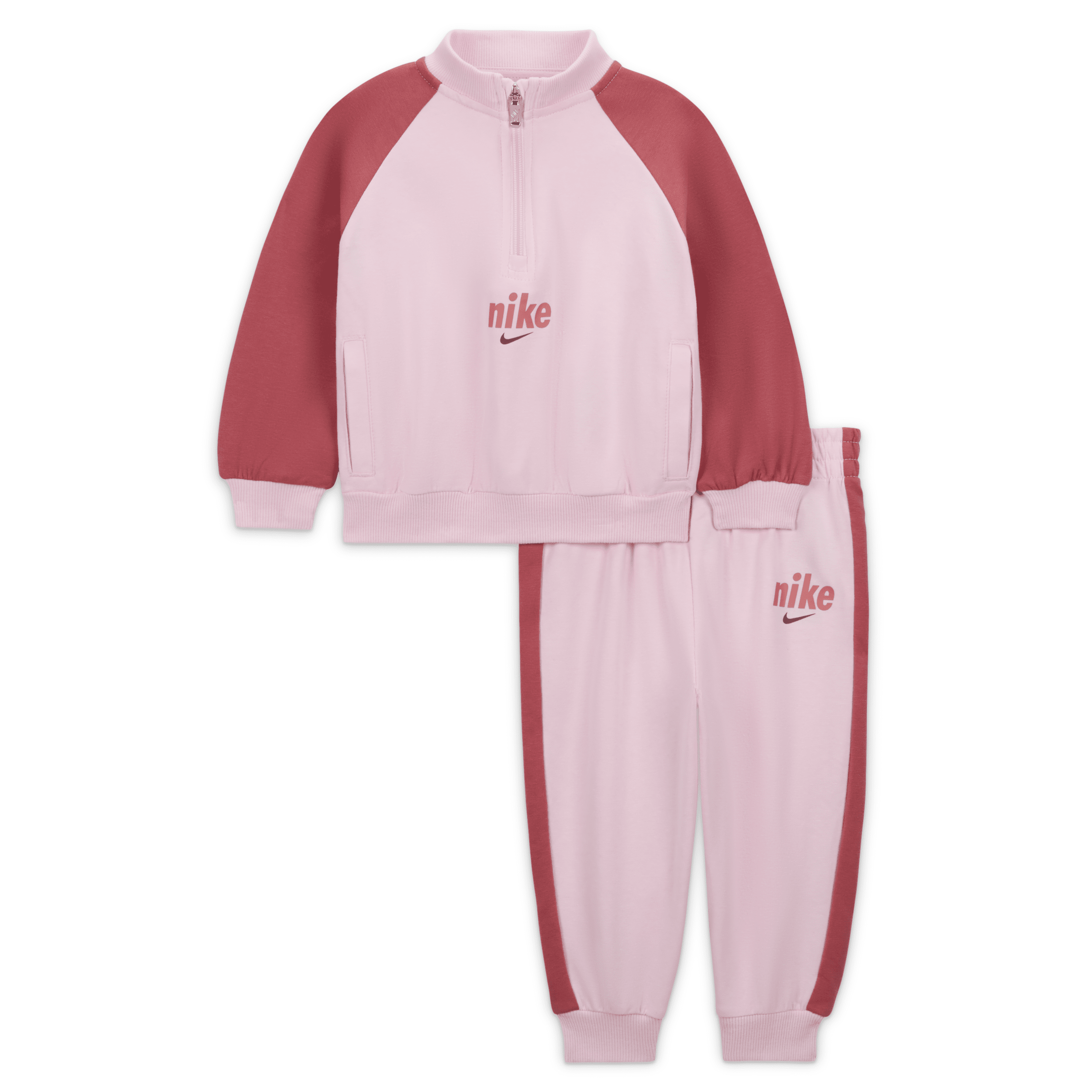 Nike E1d1 Baby (12-24m) 2-piece Half-zip Set In Pink