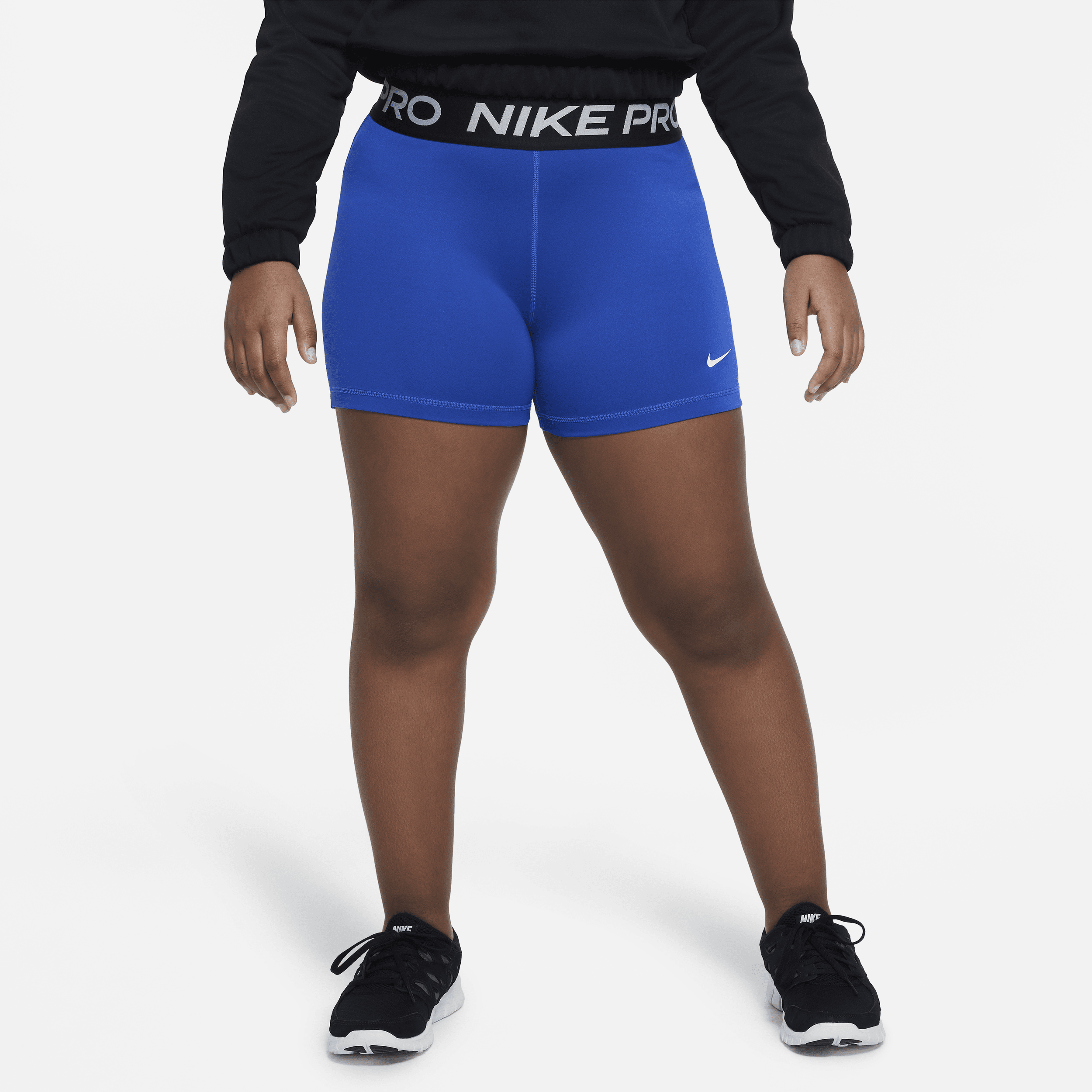 Nike Pro Dri-fit Big Kids' (girls') Shorts (extended Size) In Blue