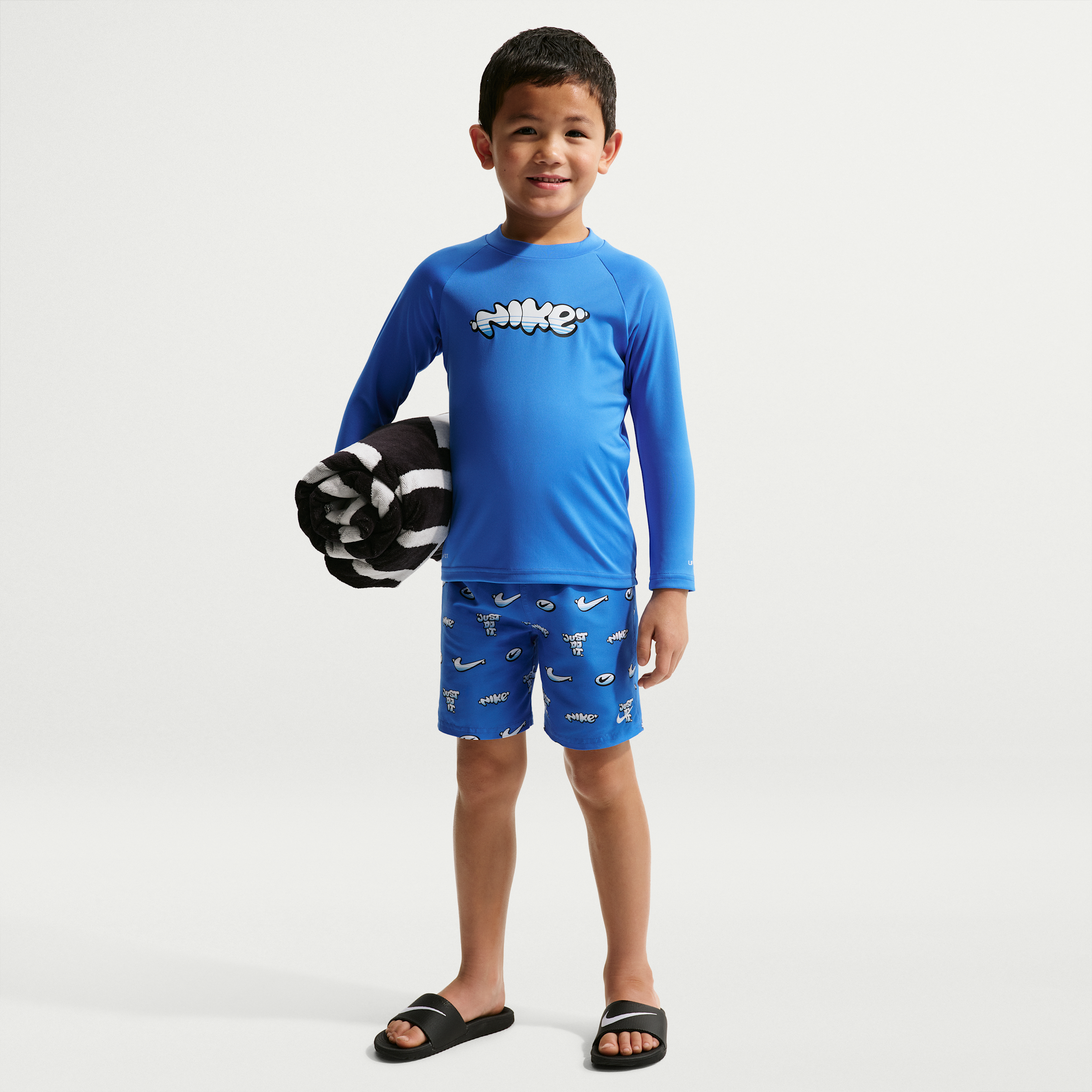 Nike Swim Little Kids' (Boys') Long Sleeve Top & Short Set in Blue | NESSG869-434