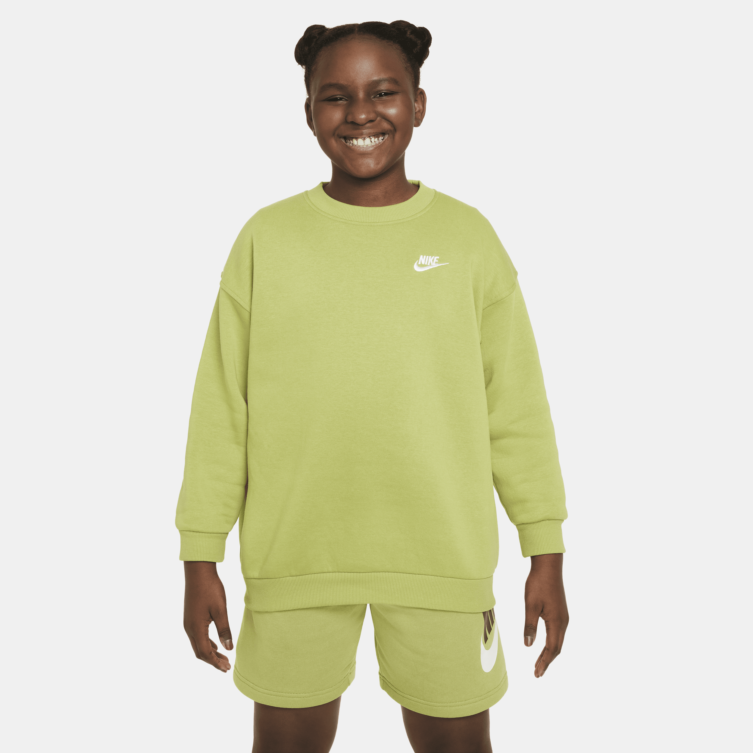 Nike Sportswear Club Fleece Big Kids' (girls') Oversized Sweatshirt (extended Size) In Green