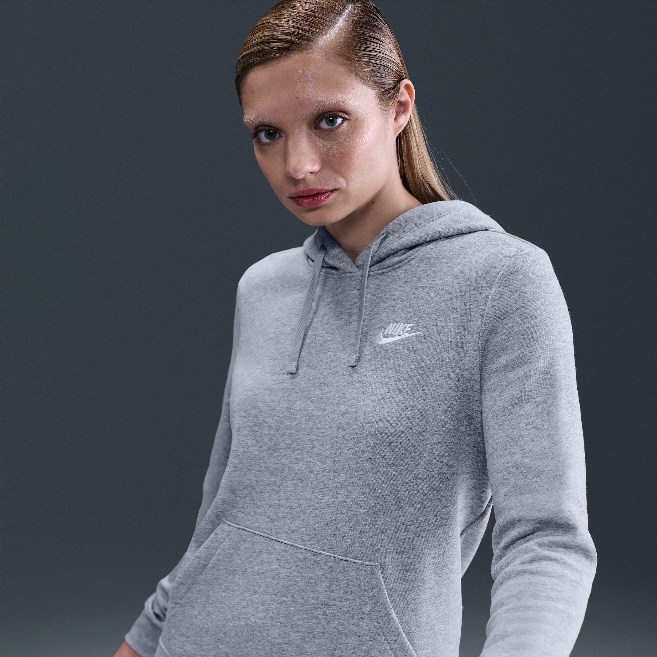 Women's Nike Sportswear Club Fleece Pullover Hoodie in Grey | DQ5793-063