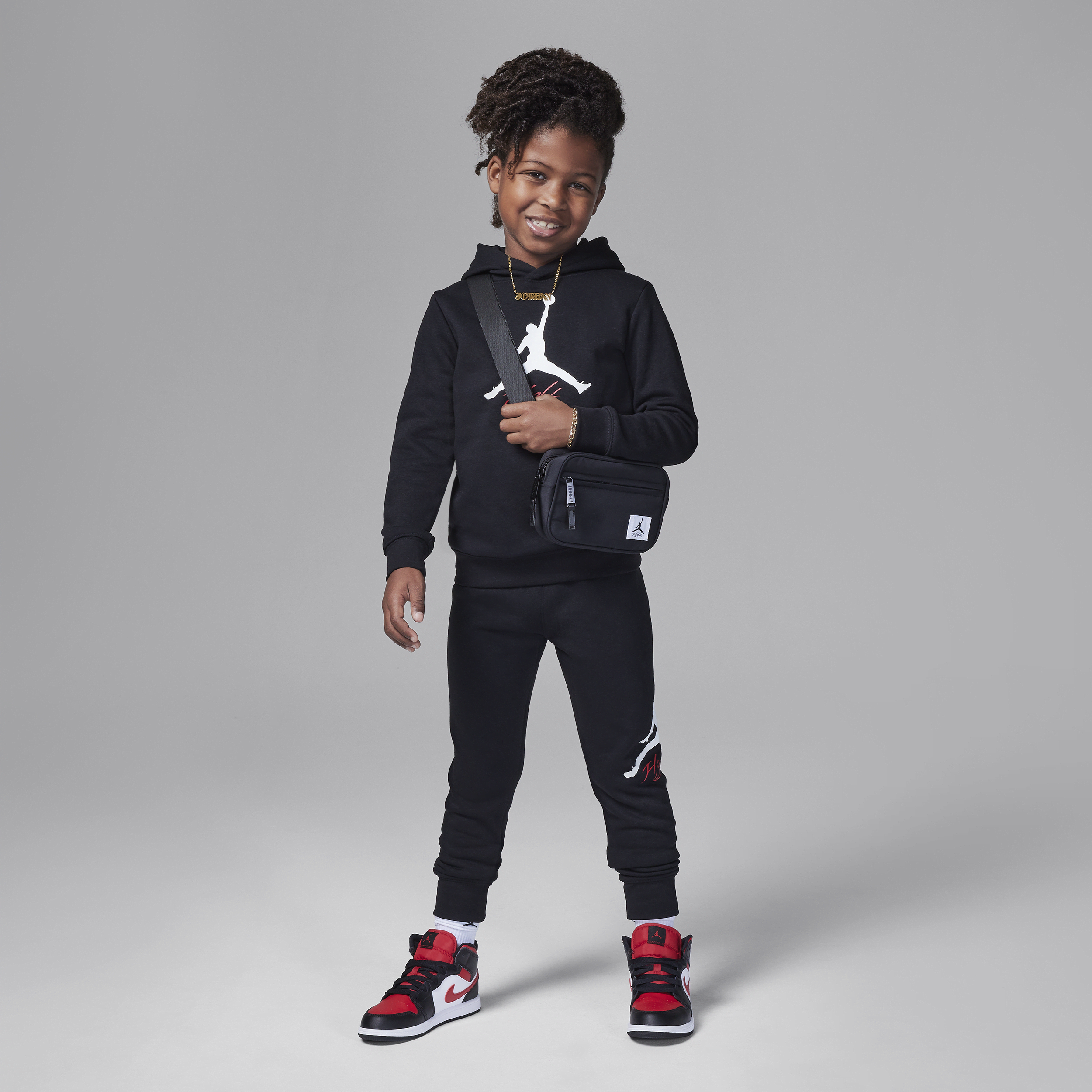 Jordan Jumpman Flight Little Kids' Pullover Set In Black