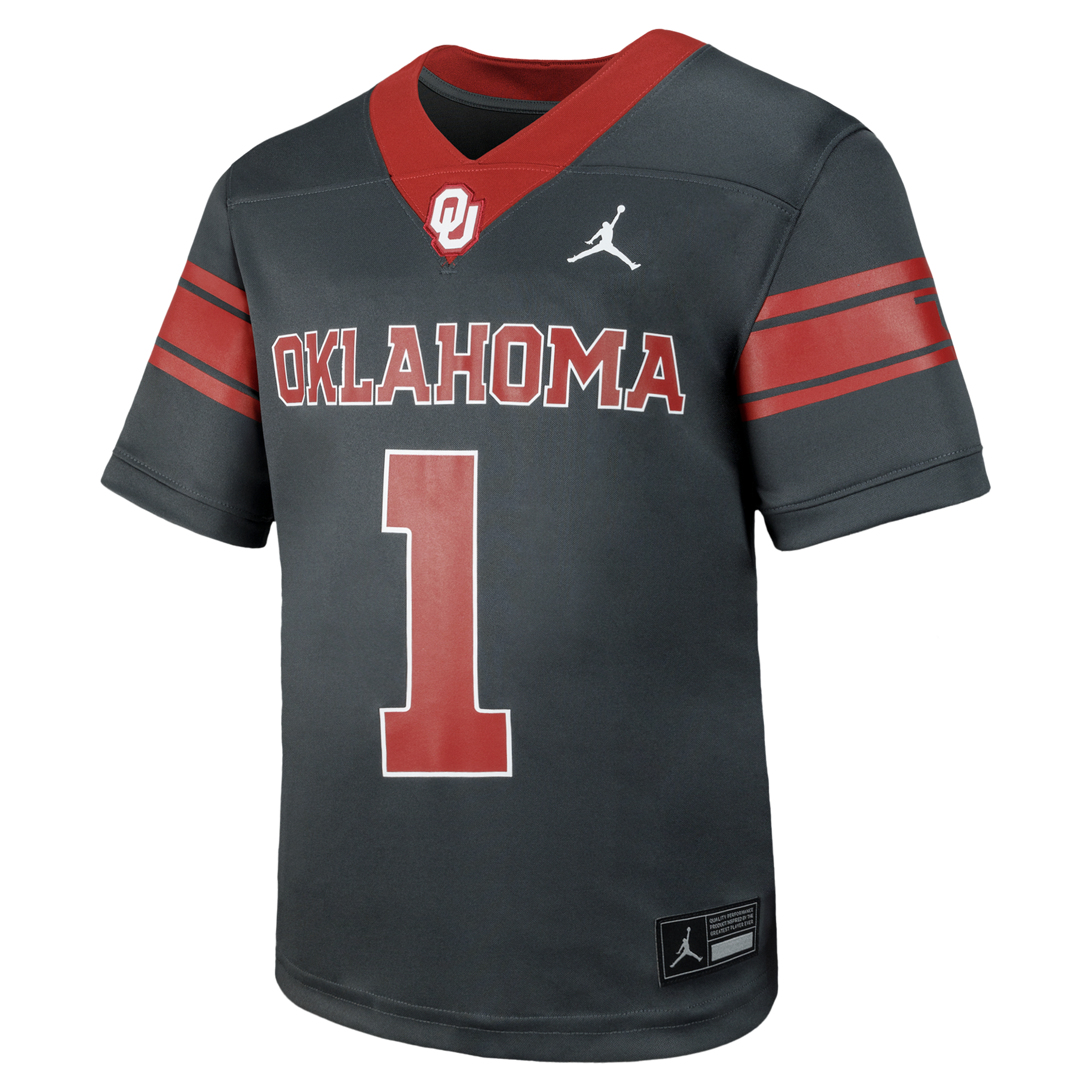 Jordan Big Boys and Girls 1 Anthracite Oklahoma Sooners Alternate Football Game Jersey - Anthracite
