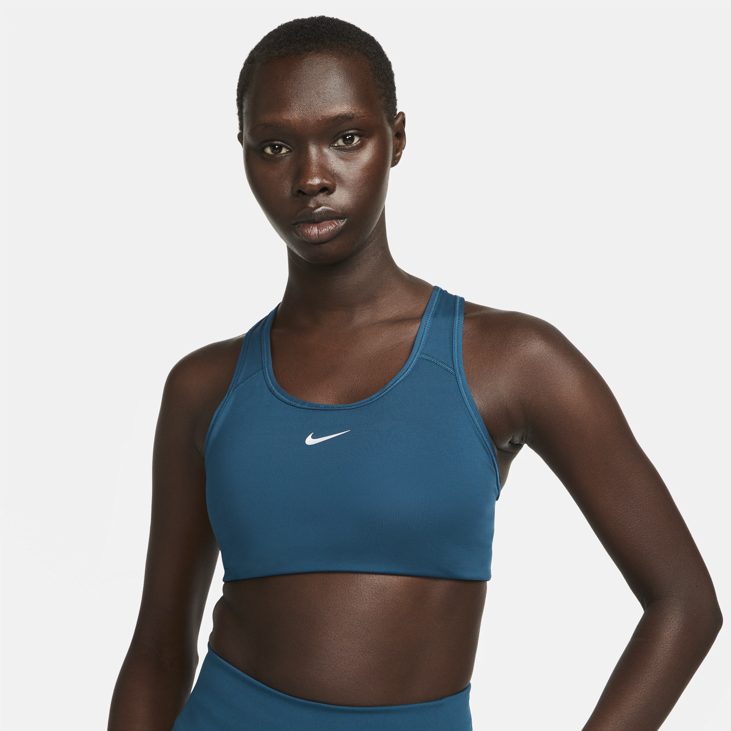 Nike Women's Swoosh Medium-support 1-piece Pad Sports Bra In Blue