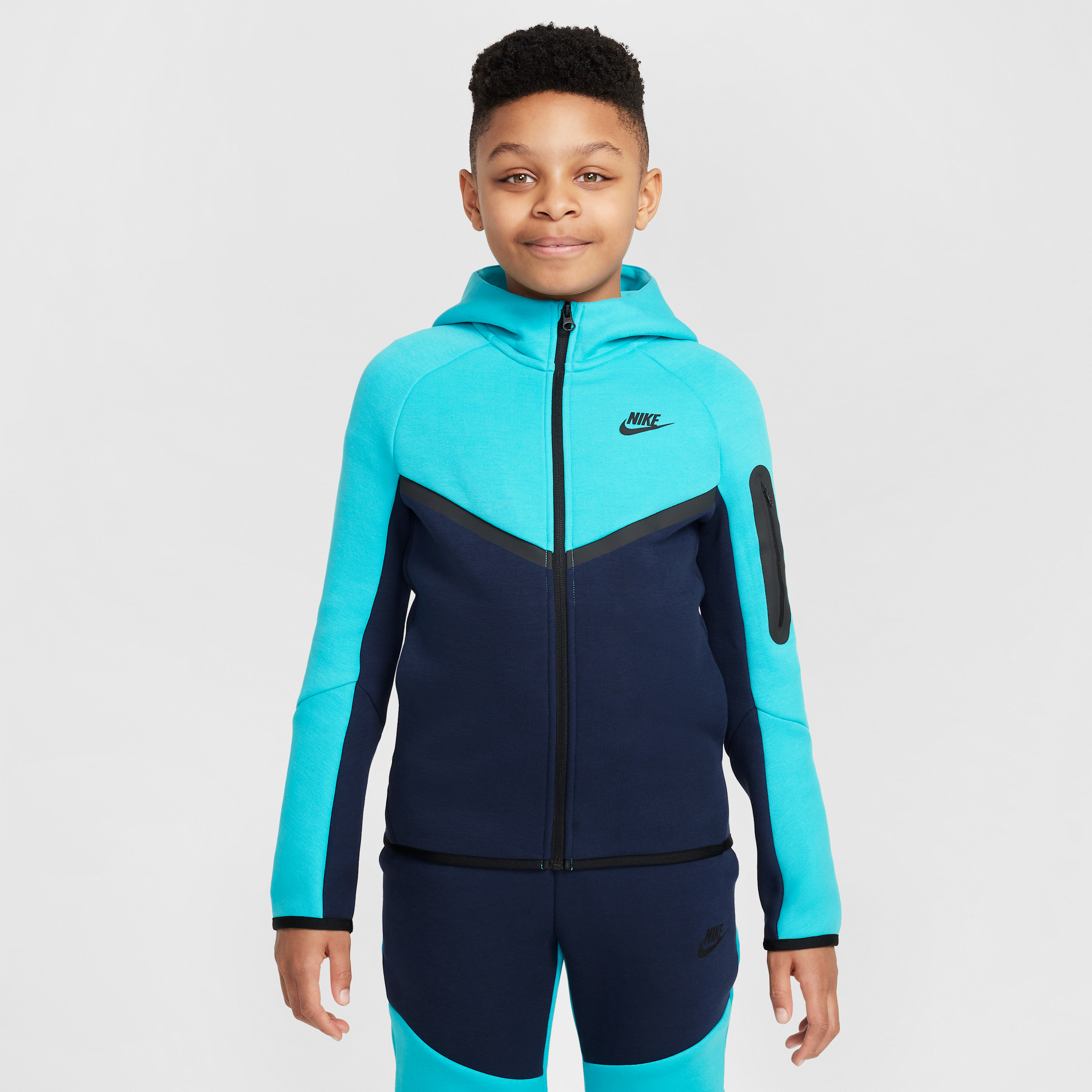 Nike Sportswear Tech Fleece Big Kids' Full-zip Hoodie In Blue