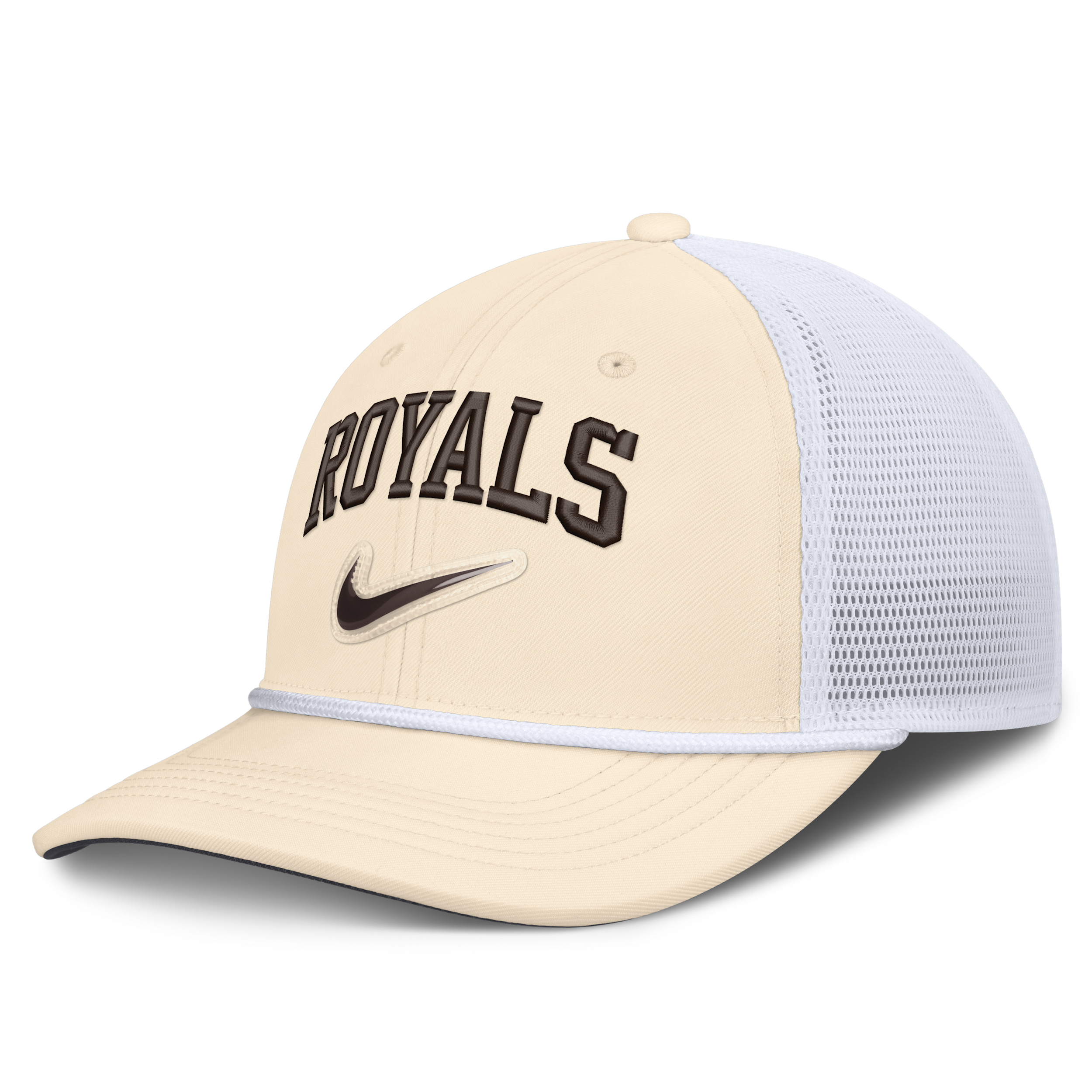 Kansas City Royals Rise Nike Men's Dri-FIT MLB Trucker Adjustable Hat in White | NB640HNAROY-USE