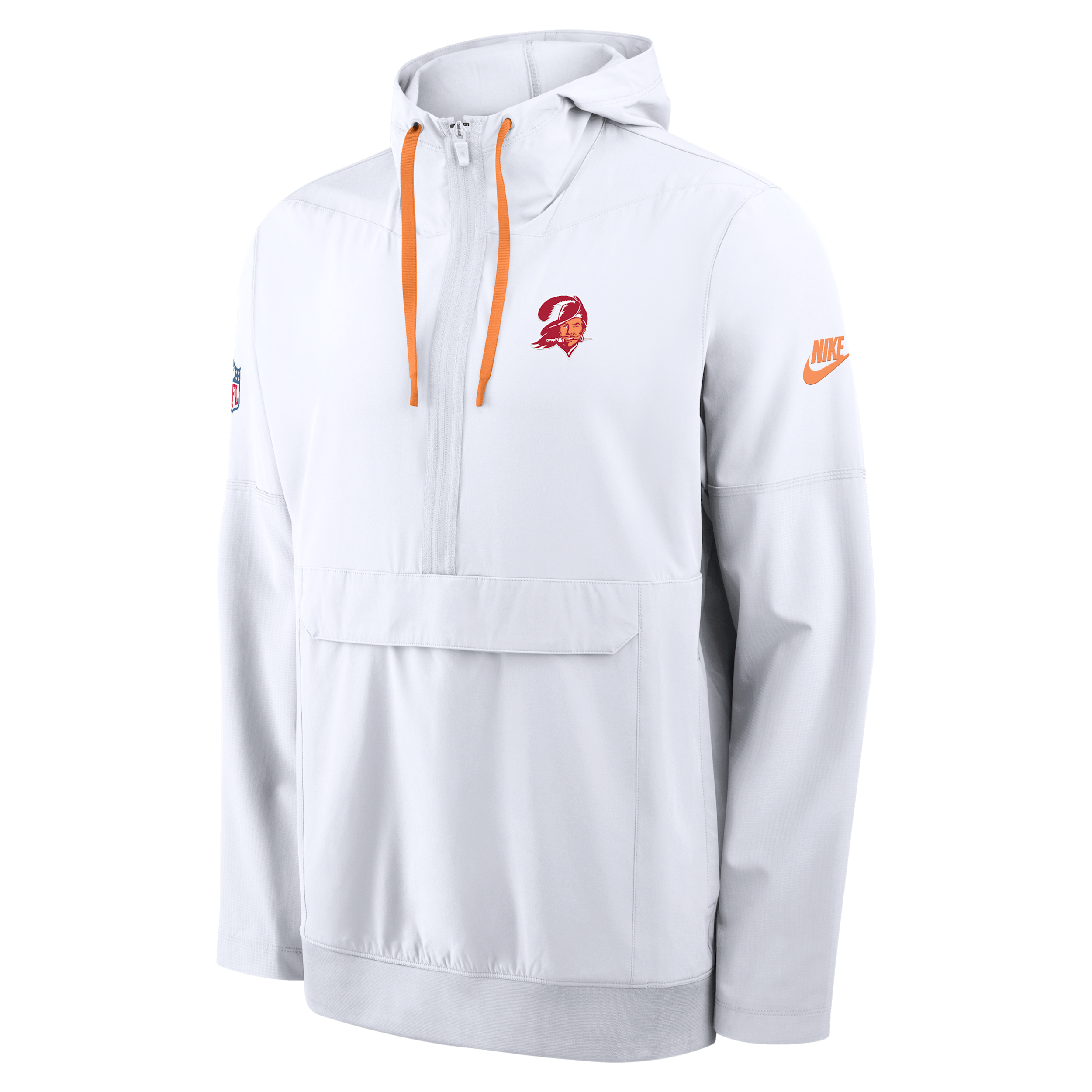 Nike Men's White Tampa Bay Buccaneers Sideline Broken Rules Alternate Anorak Half-Zip Hoodie - White, Orange