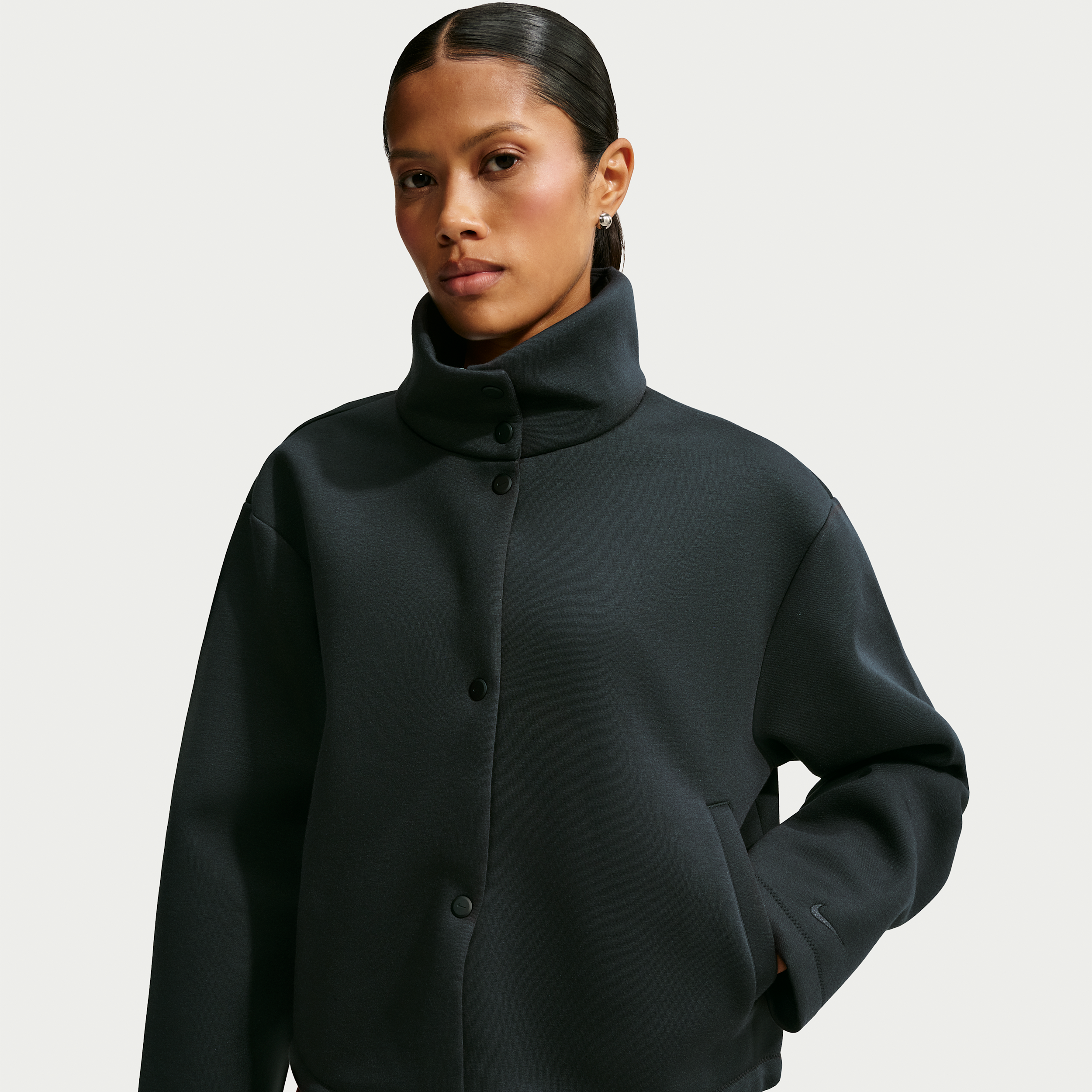 Nike Women's Article Fleece Oversized Jacket in Black | IX7055-010