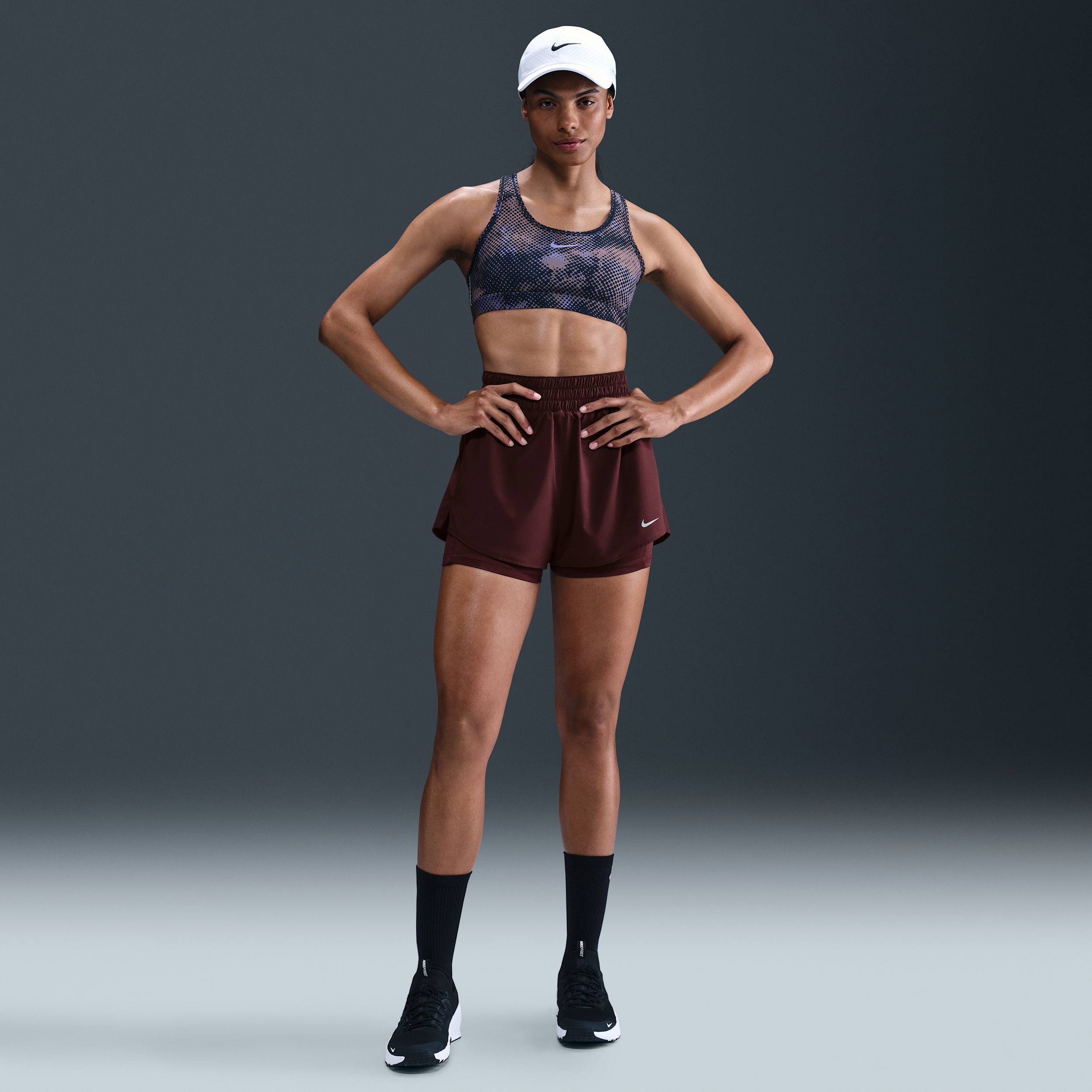 Nike Women's One Dri-fit High-waisted 3" 2-in-1 Shorts In Burgundy