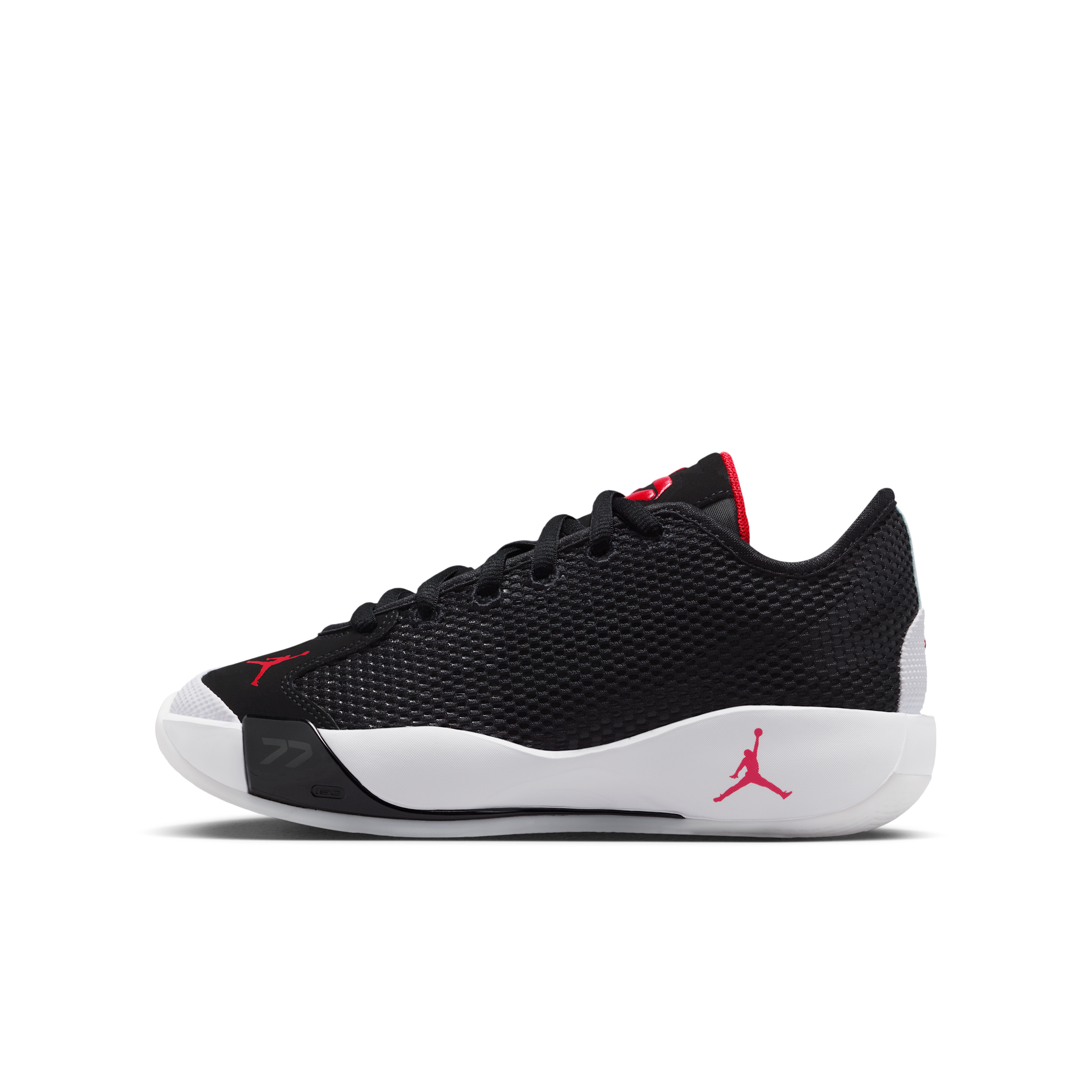 Jordan Kids' Grade School Luka 77 Basketball Shoes, Size 4, Black/Univ Red-White