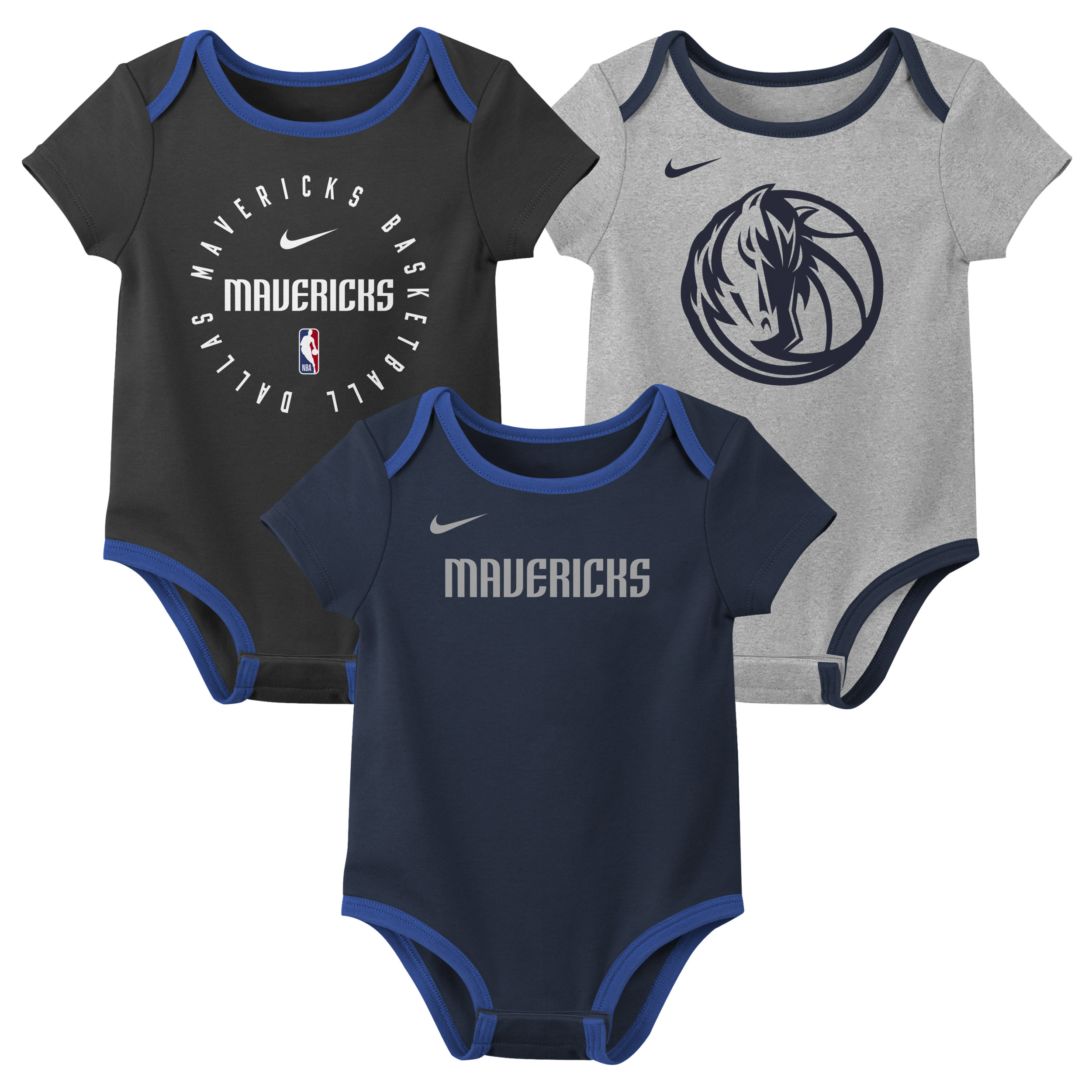 Dallas Mavericks Baby Nike NBA 3-Pack Bodysuit Set in Black | 9Z2N1NBDU-DAL