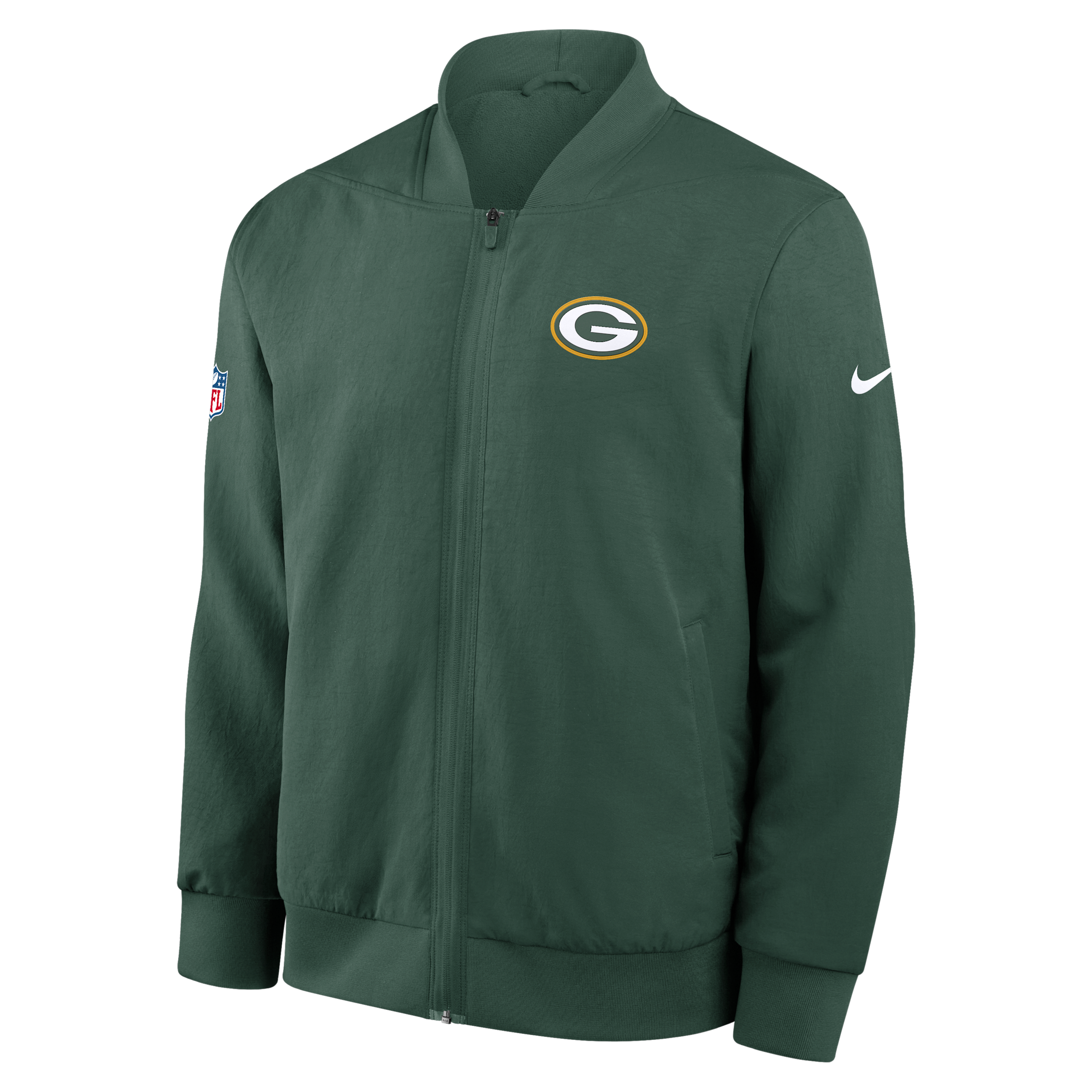 Men's Nike Green Green Bay Packers Sideline Powerful Blocking Full-Zip Dri-FIT Bomber Jacket