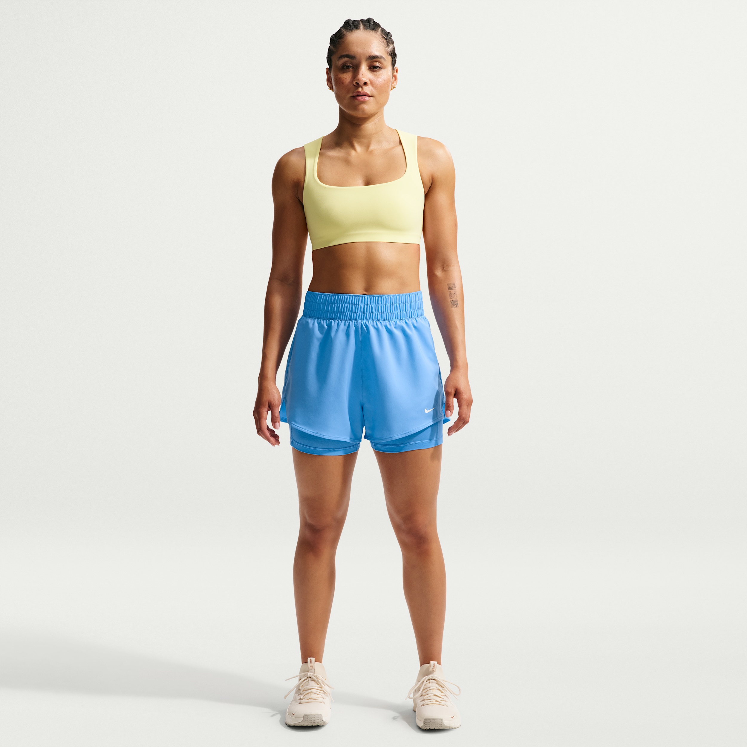 Nike Women's One Dri-FIT High-Waisted 3" 2-in-1 Shorts in Blue | DX6016-413