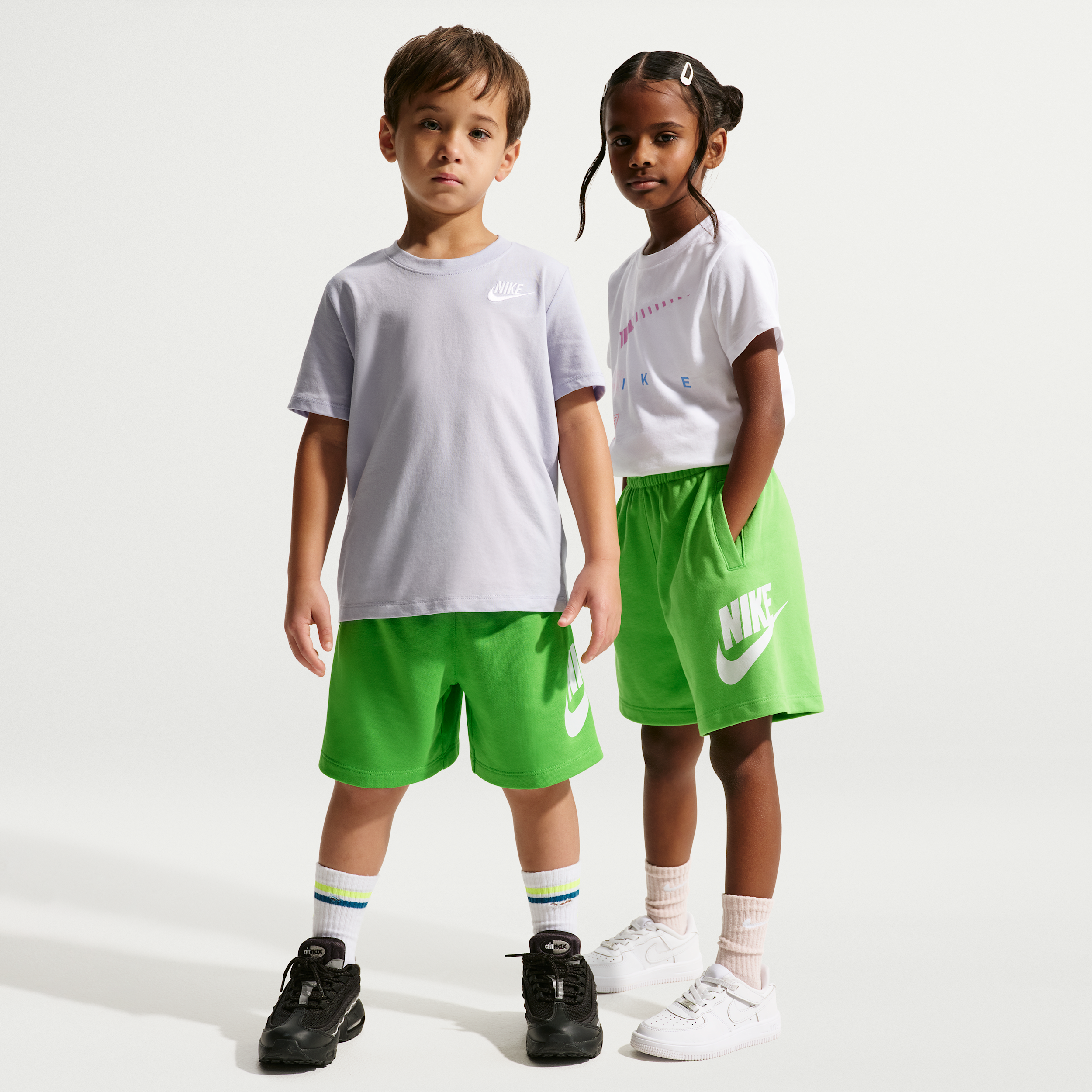 Nike Sportswear Club French Terry Little Kids' Shorts in Green | 86L100-EAU