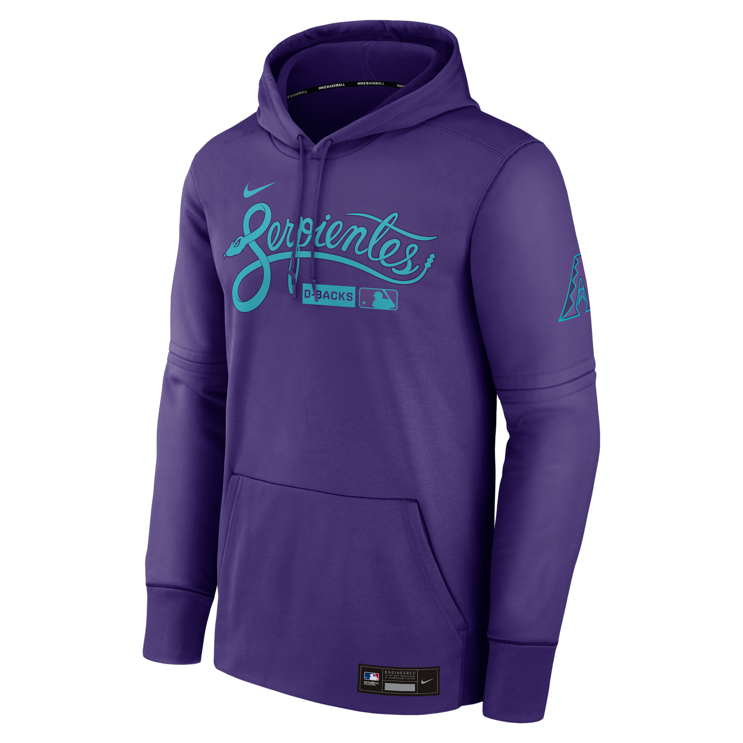 Men's Arizona Diamondbacks Authentic Collection City Connect Nike Therma MLB Pullover Hoodie in Purple | NAC3083TDQS-HR3