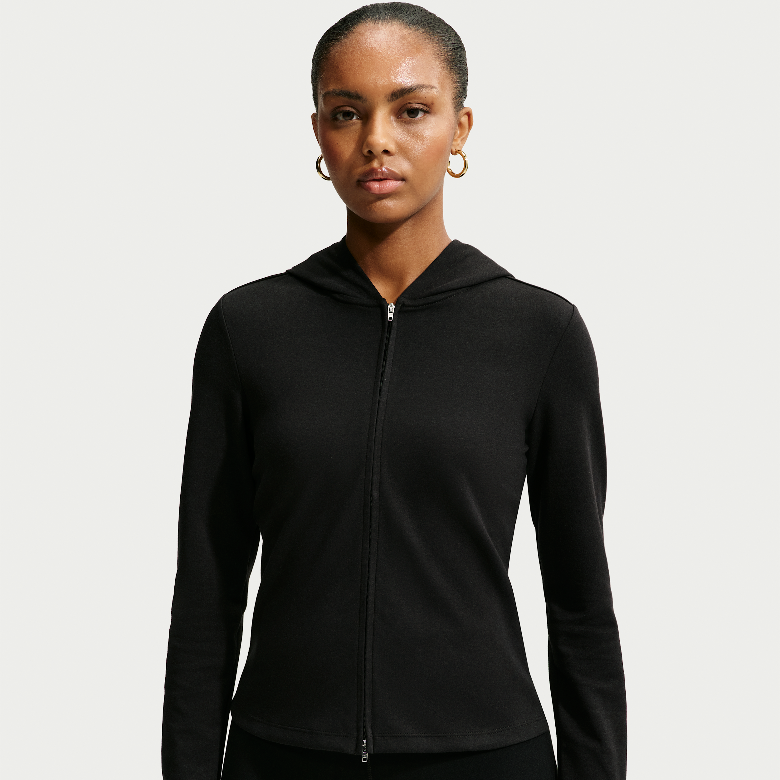 Women's Nike Sportswear Chill Knit Slim Long-Sleeve Full-Zip Top in Black | IM8379-010