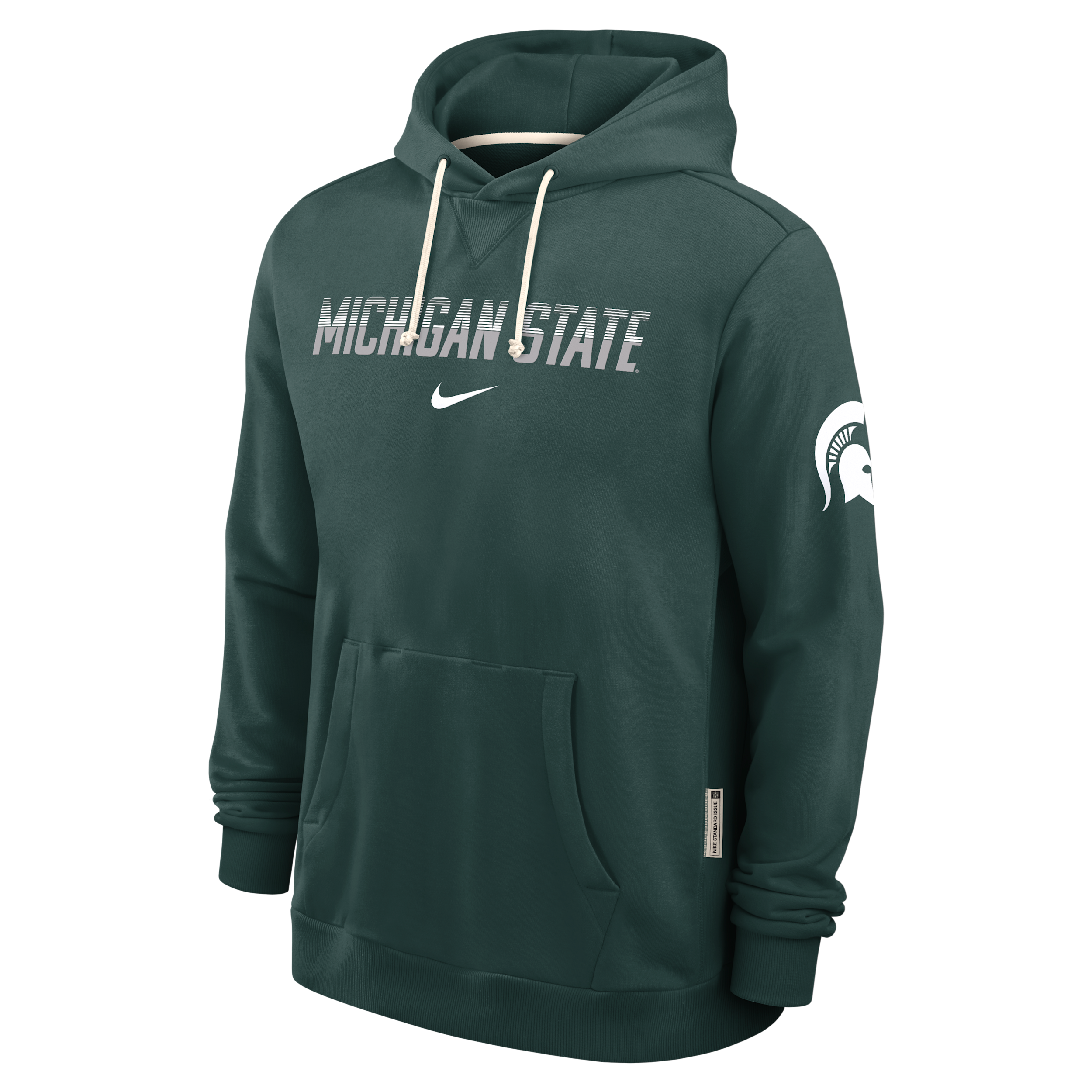 Michigan State Sideline Standard Issue Nike Men's Dri-FIT College Pullover Hoodie in Green | 03AZ3EYMST-8DF