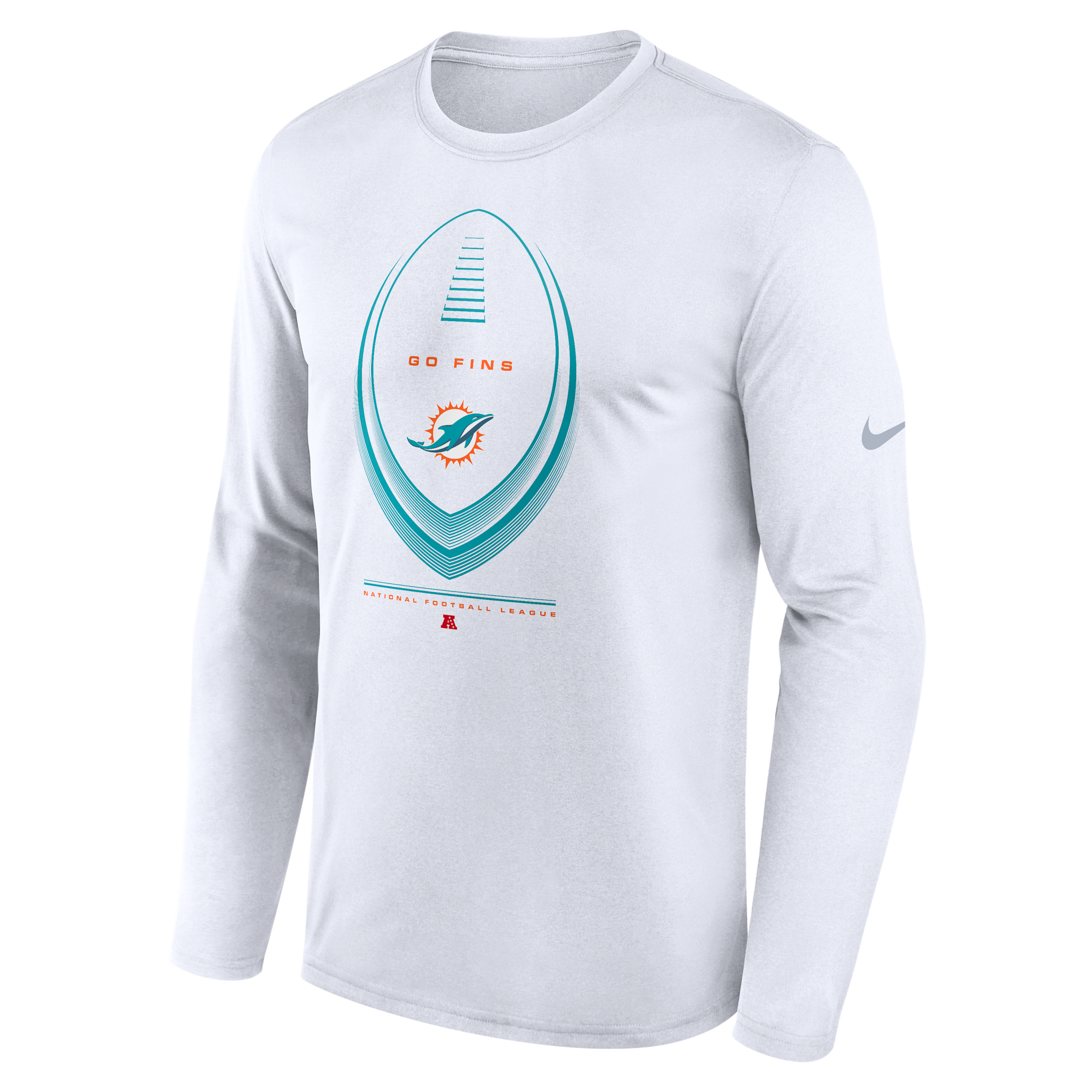 Miami Dolphins Legend Icon Nike Men's Dri-FIT NFL Long-Sleeve T-Shirt in White | NKHT10A9P-NDB