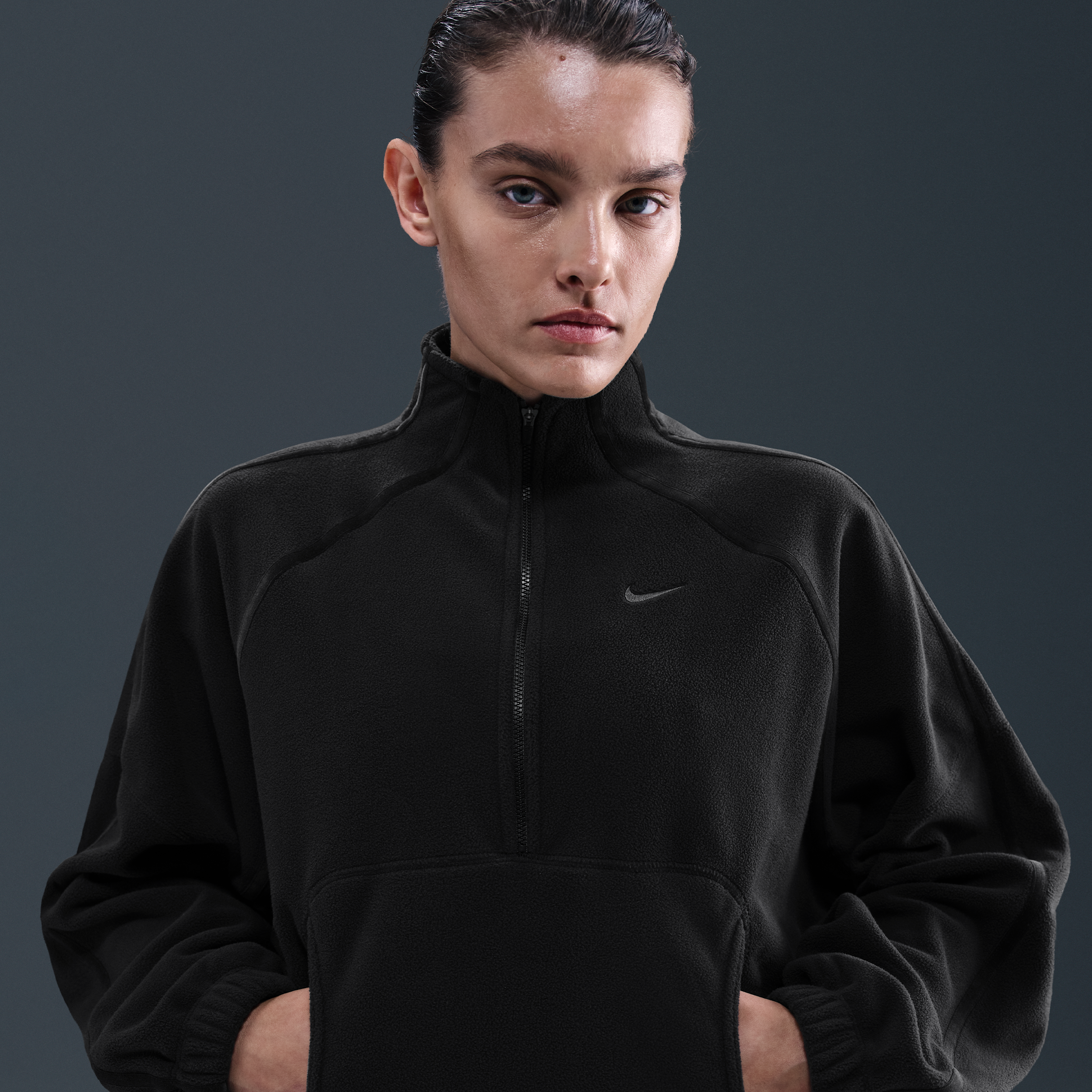 Nike Women's One Therma-fit 1/2-zip Top In Black