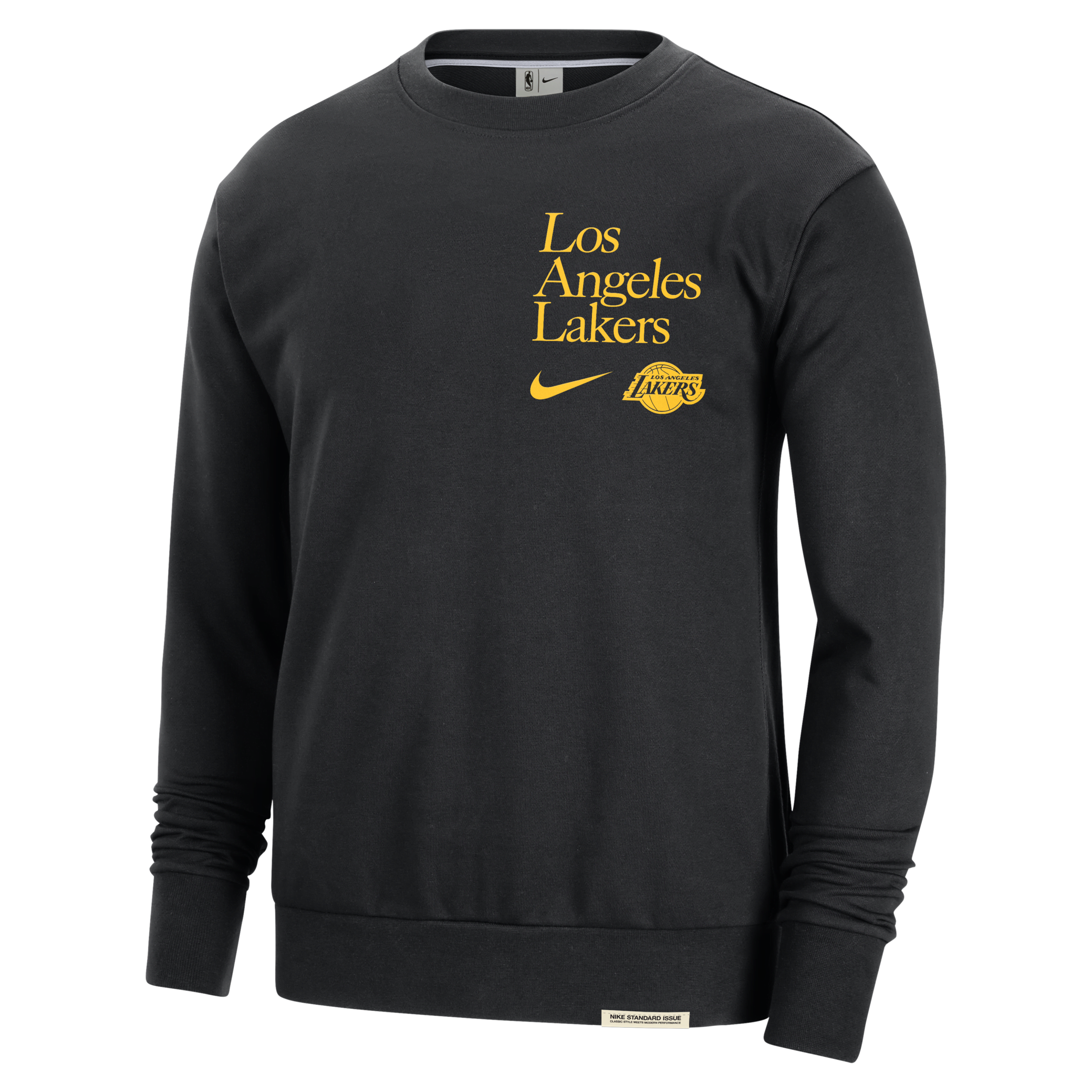 Nike Los Angeles Lakers Standard Issue  Men's Dri-fit Nba Crew-neck Sweatshirt In Black