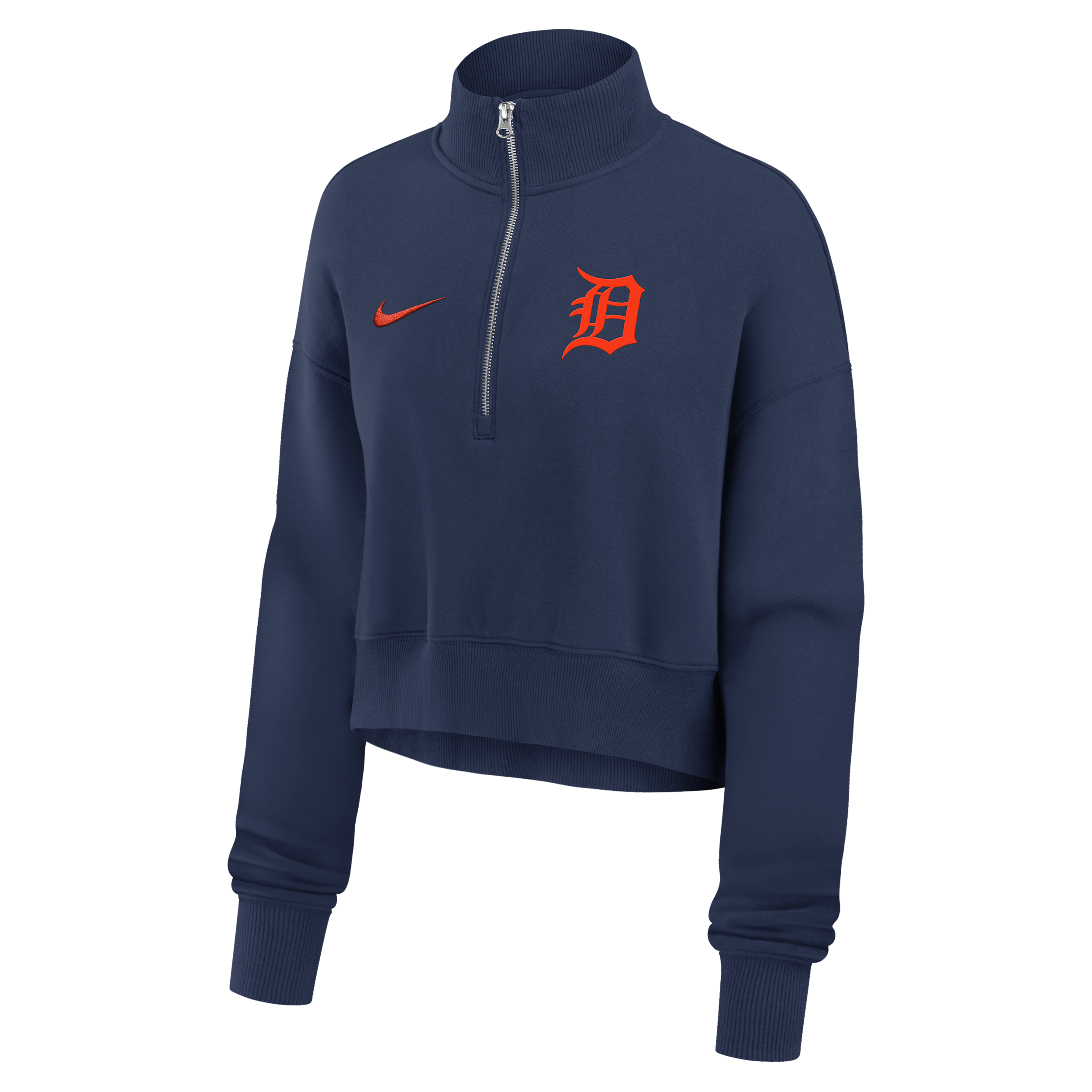 Detroit Tigers Phoenix Nike Women's MLB Cropped 1/4-Zip Crew in Blue | 01N944BDG-LMW