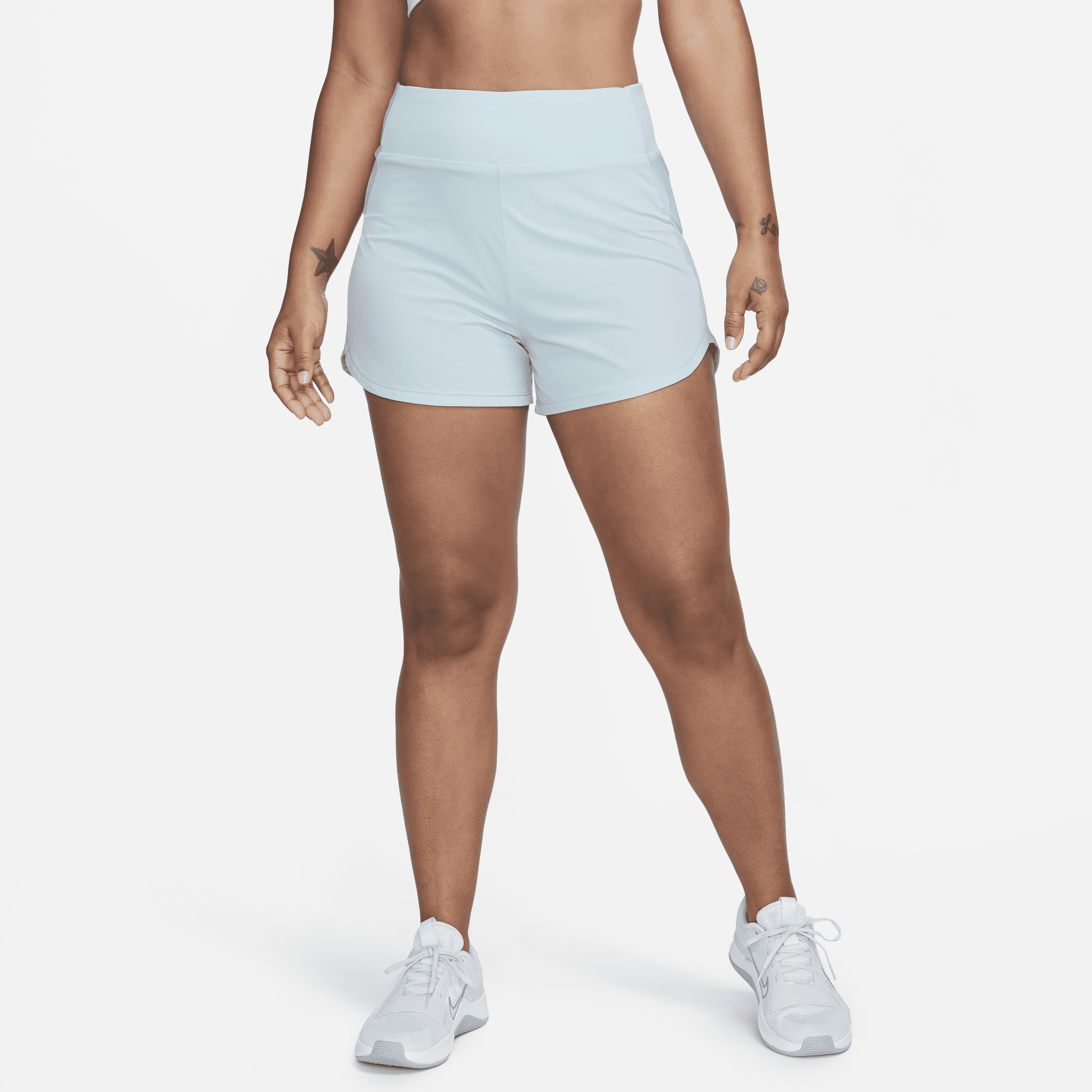 Shop Nike Women's Bliss Dri-fit Fitness High-waisted 3" Brief-lined Shorts In Blue
