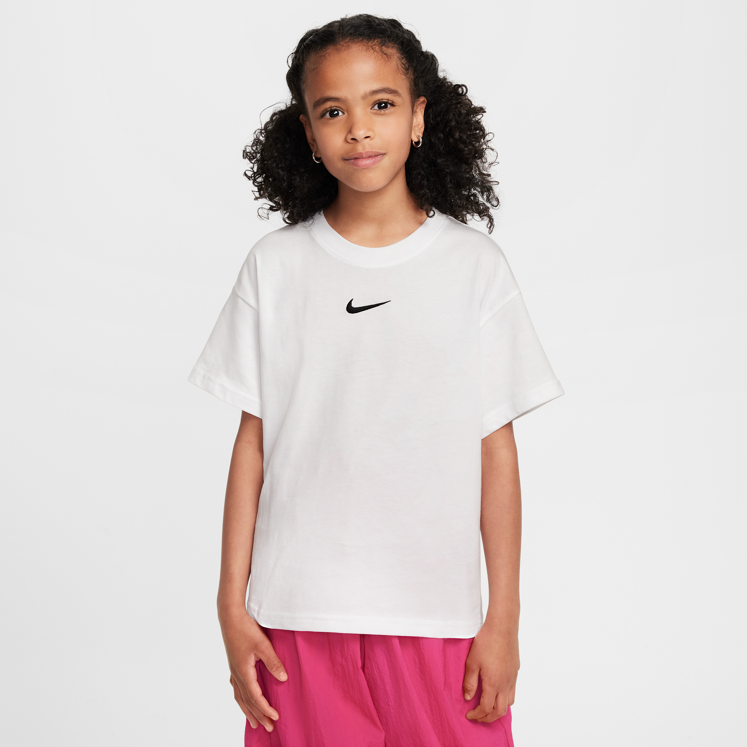 Nike Sportswear Essential Big Kids' (Girls') T-Shirt in White | FZ5539-100