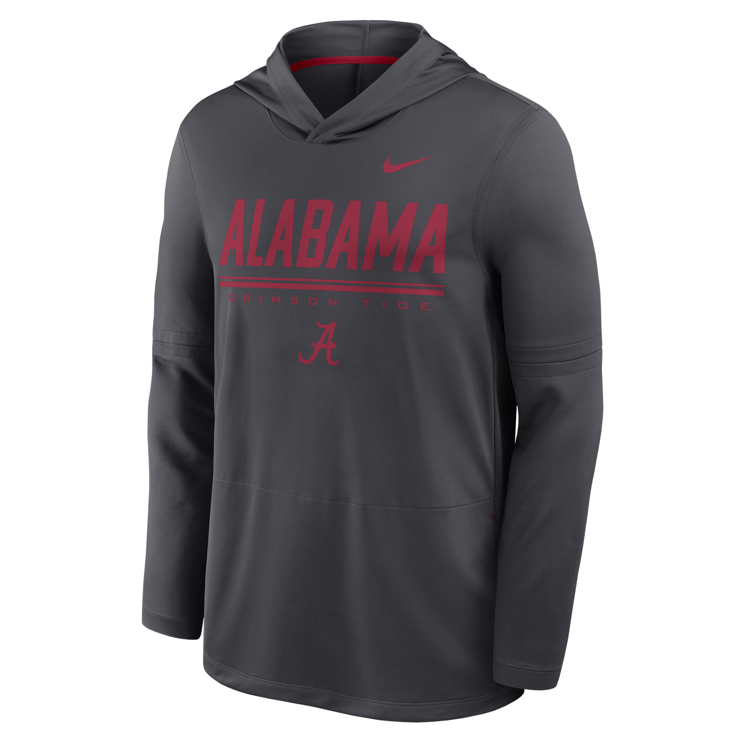 Nike Men's Anthracite Alabama Crimson Tide 2026 Sideline LightweightLong sleeves Hooded Dri-fit Top - Crimson