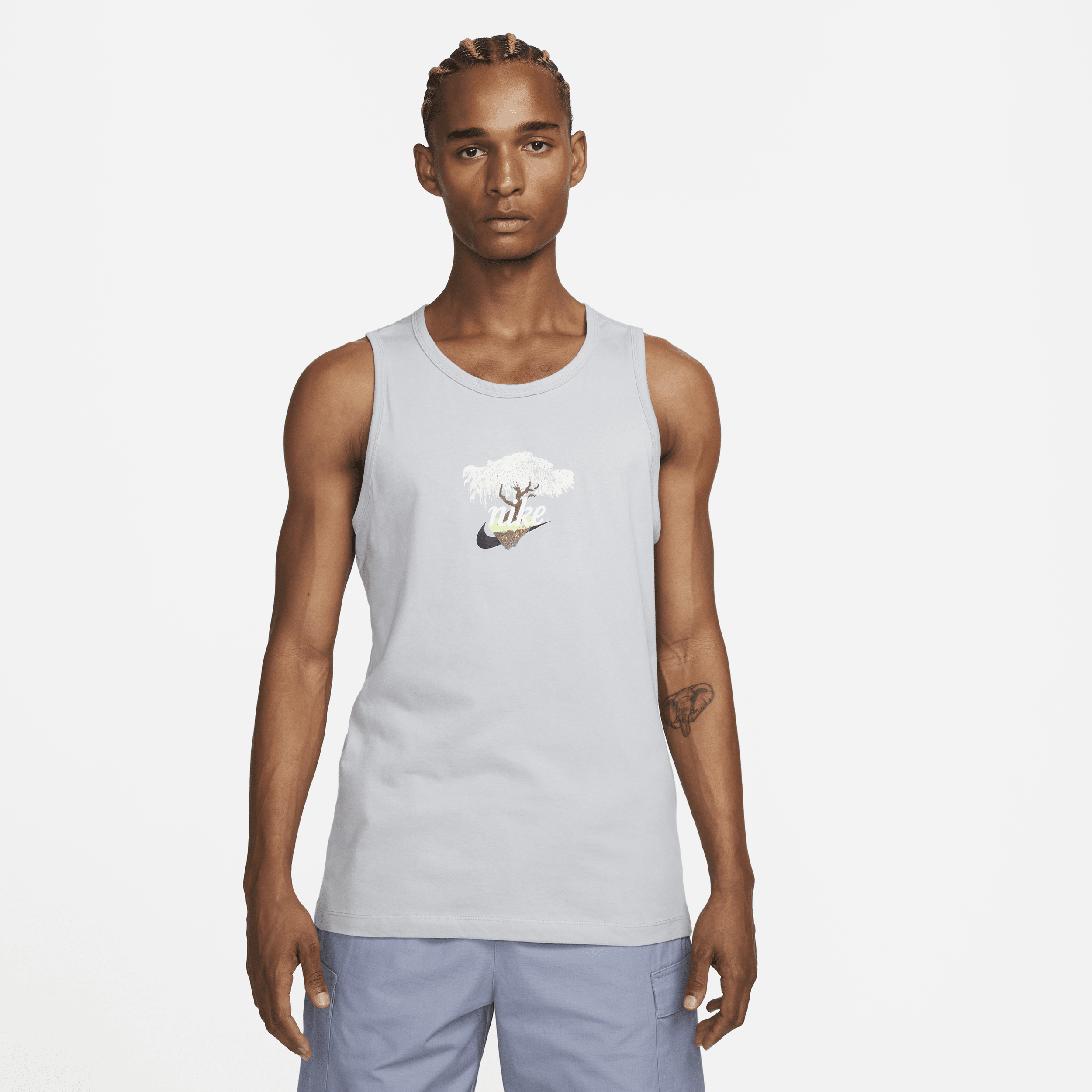 Nike Men's  Sportswear Club Cherry Blossom Tank Top In Grey