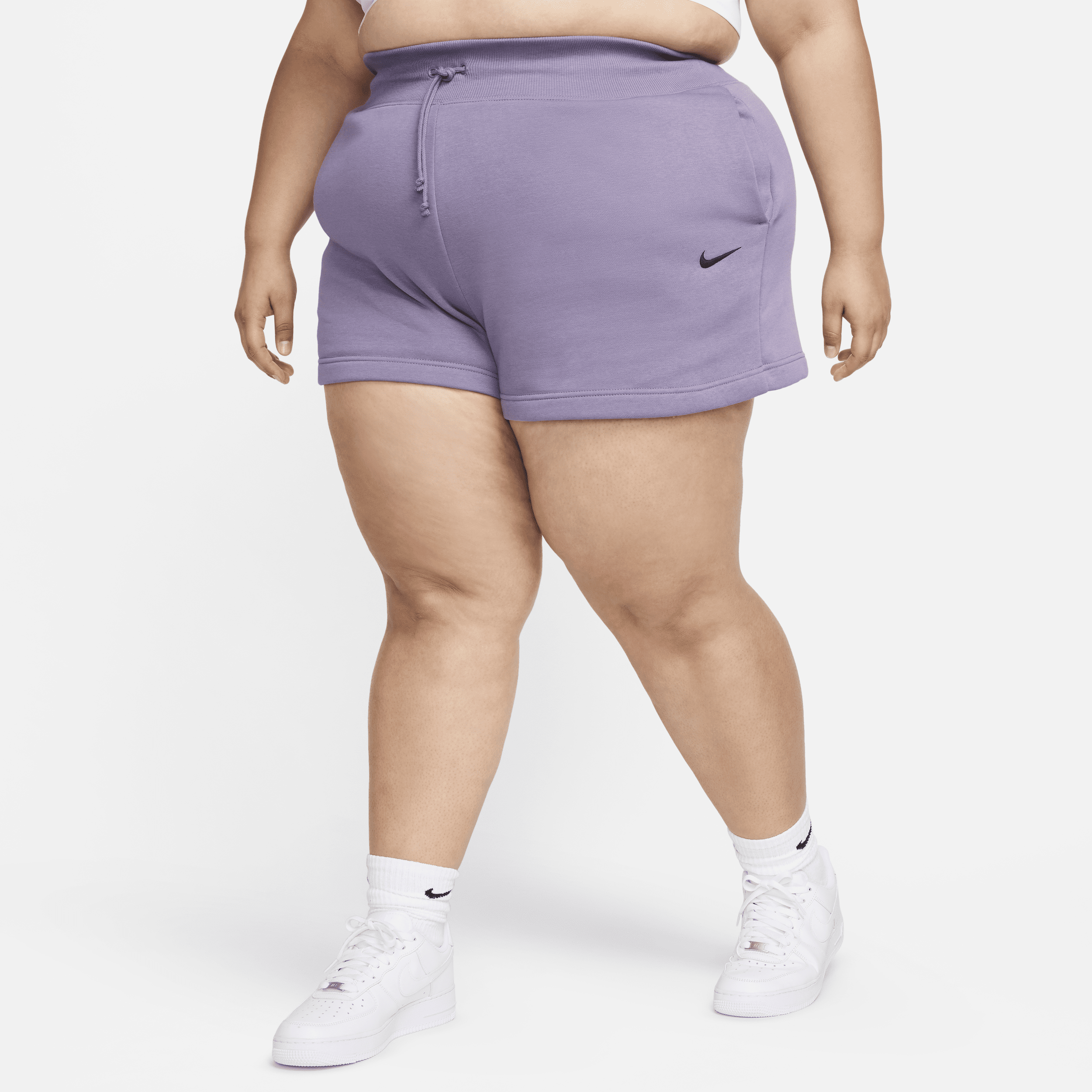 Shop Nike Women's  Sportswear Phoenix Fleece High-waisted Loose Shorts (plus Size) In Purple
