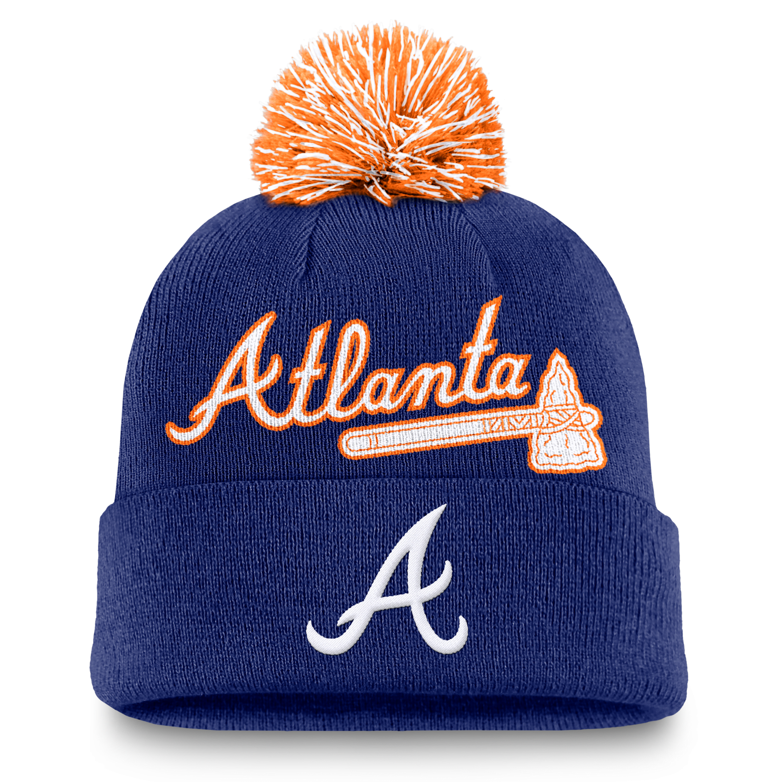 Nike Atlanta Braves Peak Men's Mlb Cuffed Pom Beanie In Blue